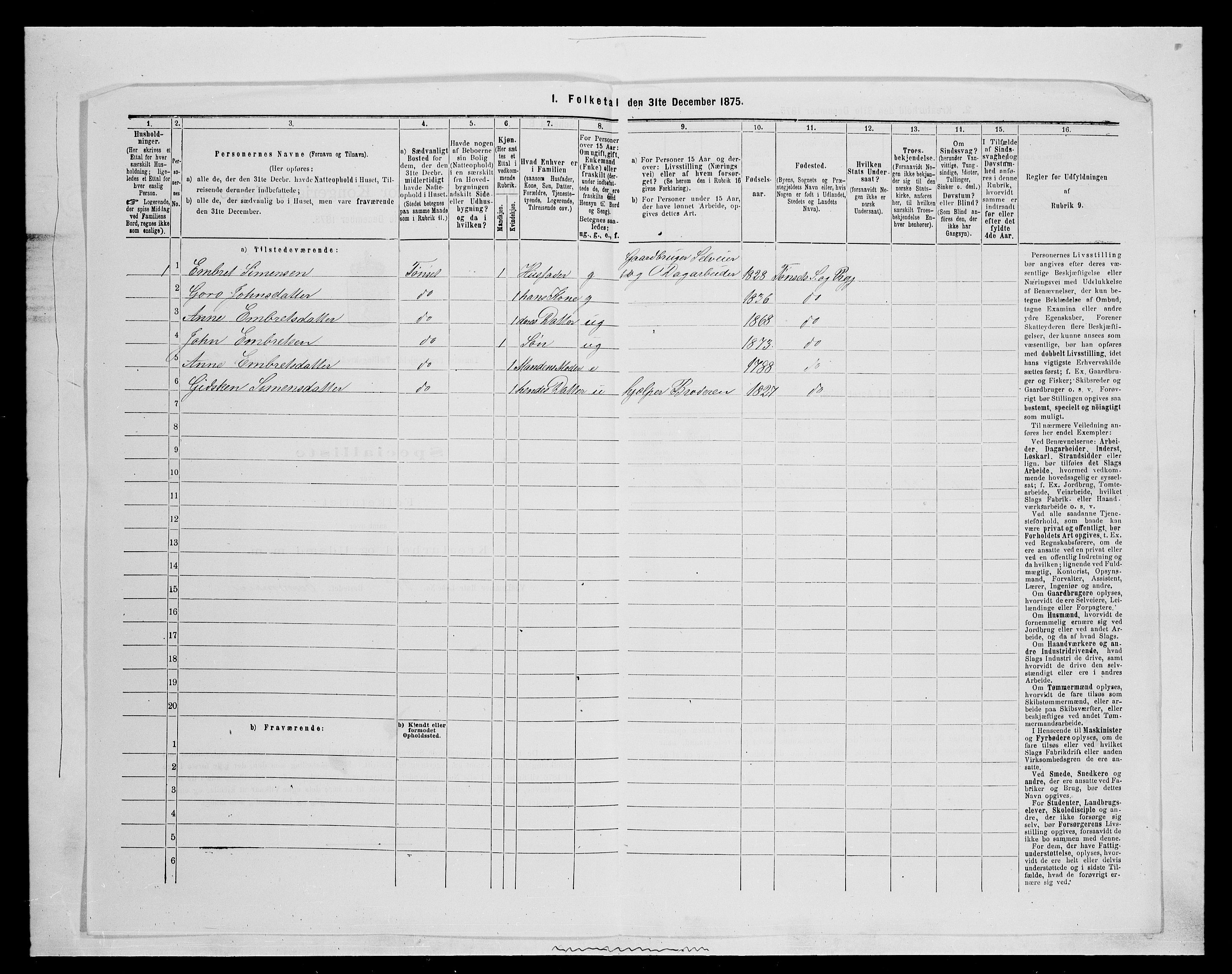 SAH, 1875 census for 0437P Tynset, 1875, p. 481
