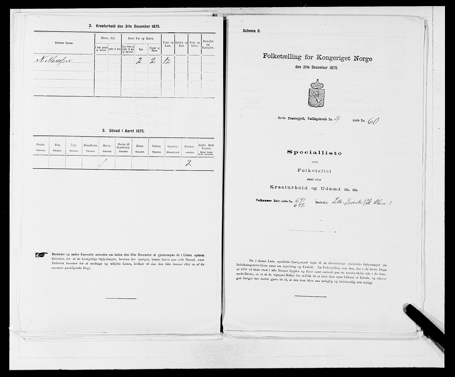 SAB, 1875 census for 1258P Herdla, 1875, p. 611