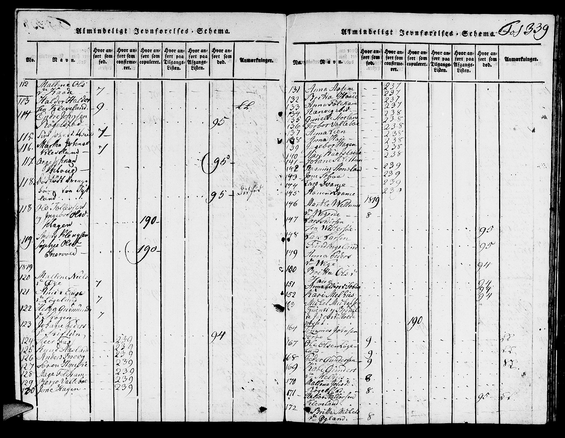Hjelmeland sokneprestkontor, SAST/A-101843/01/V/L0001: Parish register (copy) no. B 1, 1816-1841, p. 339