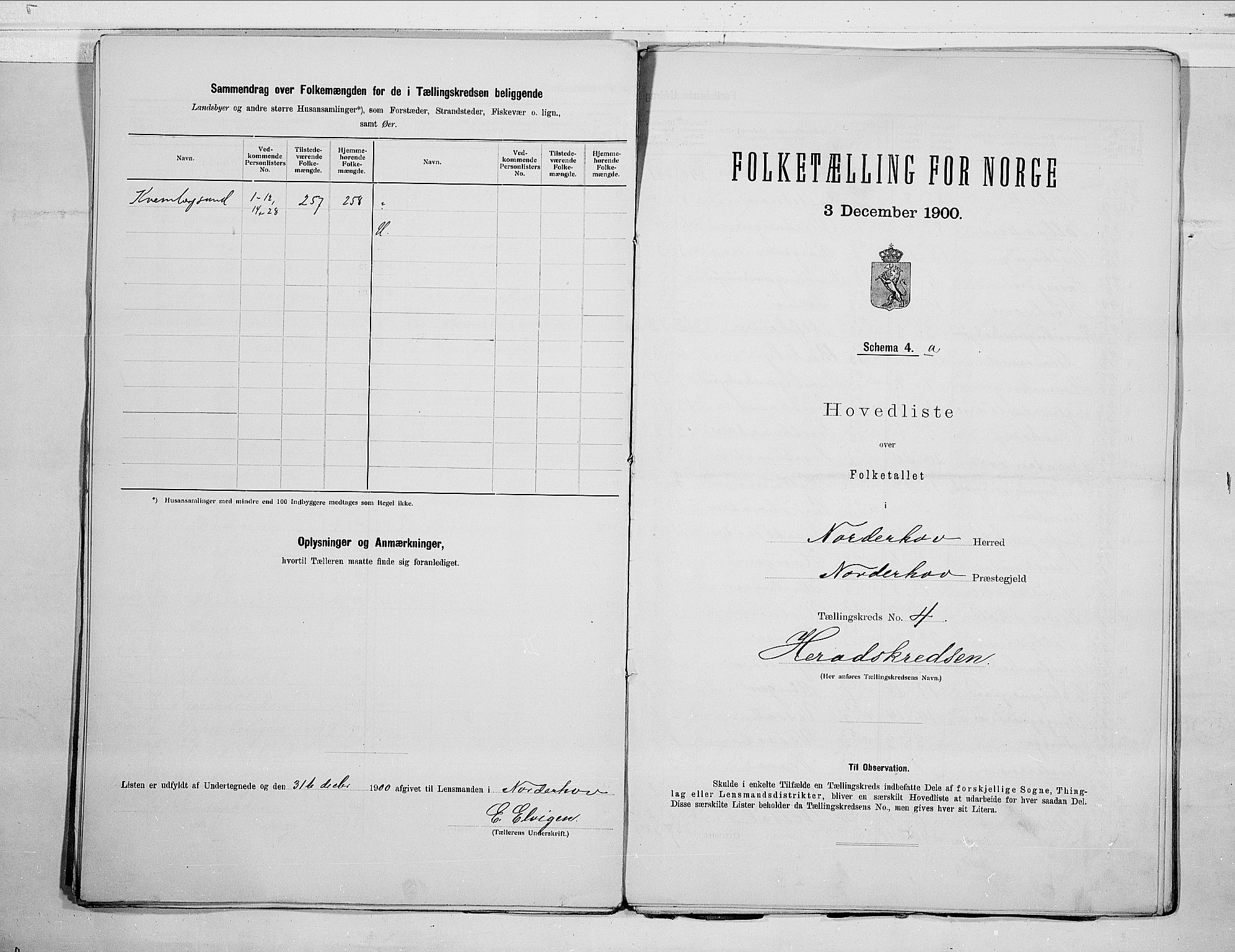 RA, 1900 census for Norderhov, 1900, p. 16