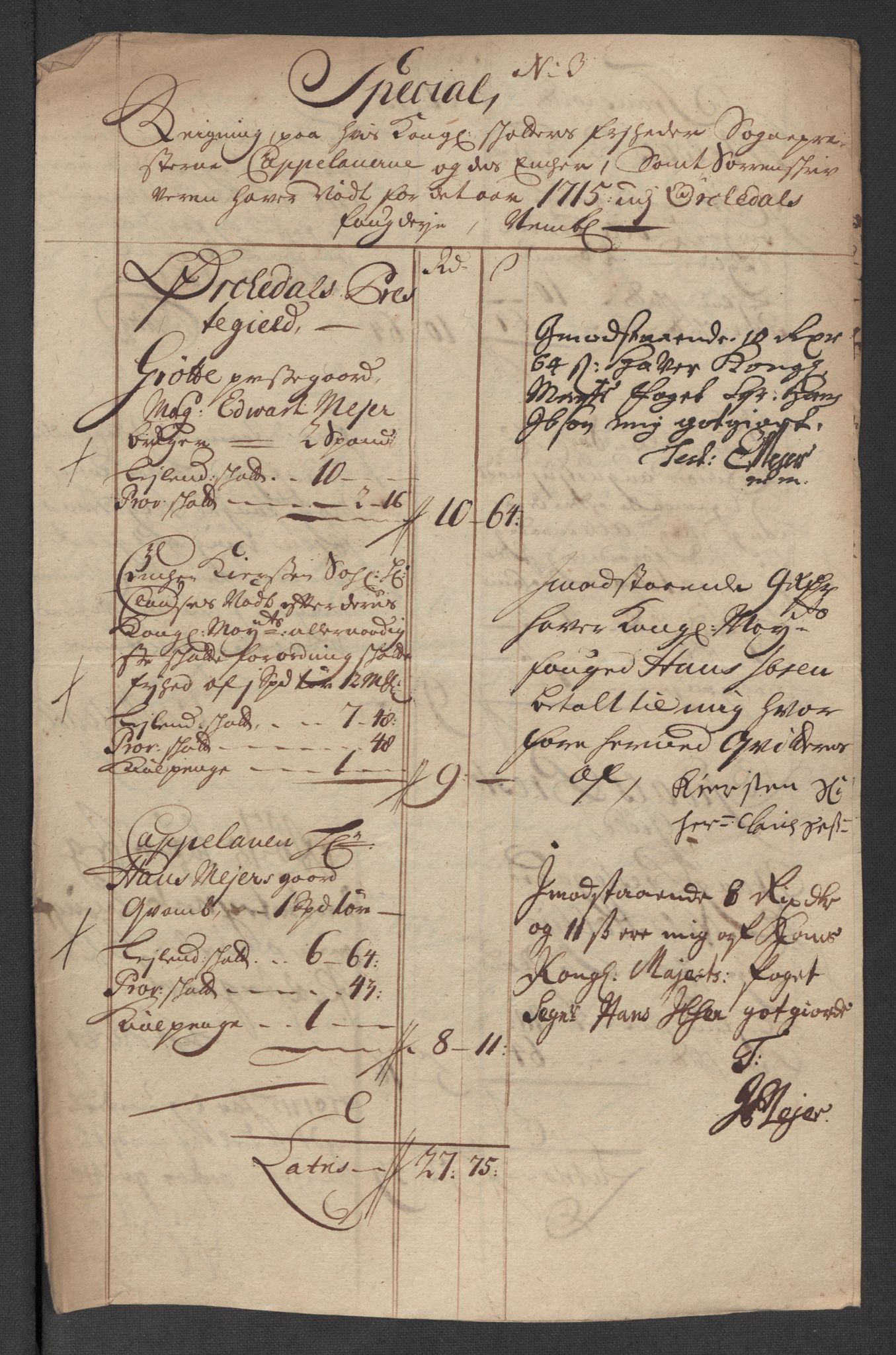 Rentekammeret inntil 1814, Reviderte regnskaper, Fogderegnskap, AV/RA-EA-4092/R60/L3966: Fogderegnskap Orkdal og Gauldal, 1715, p. 417