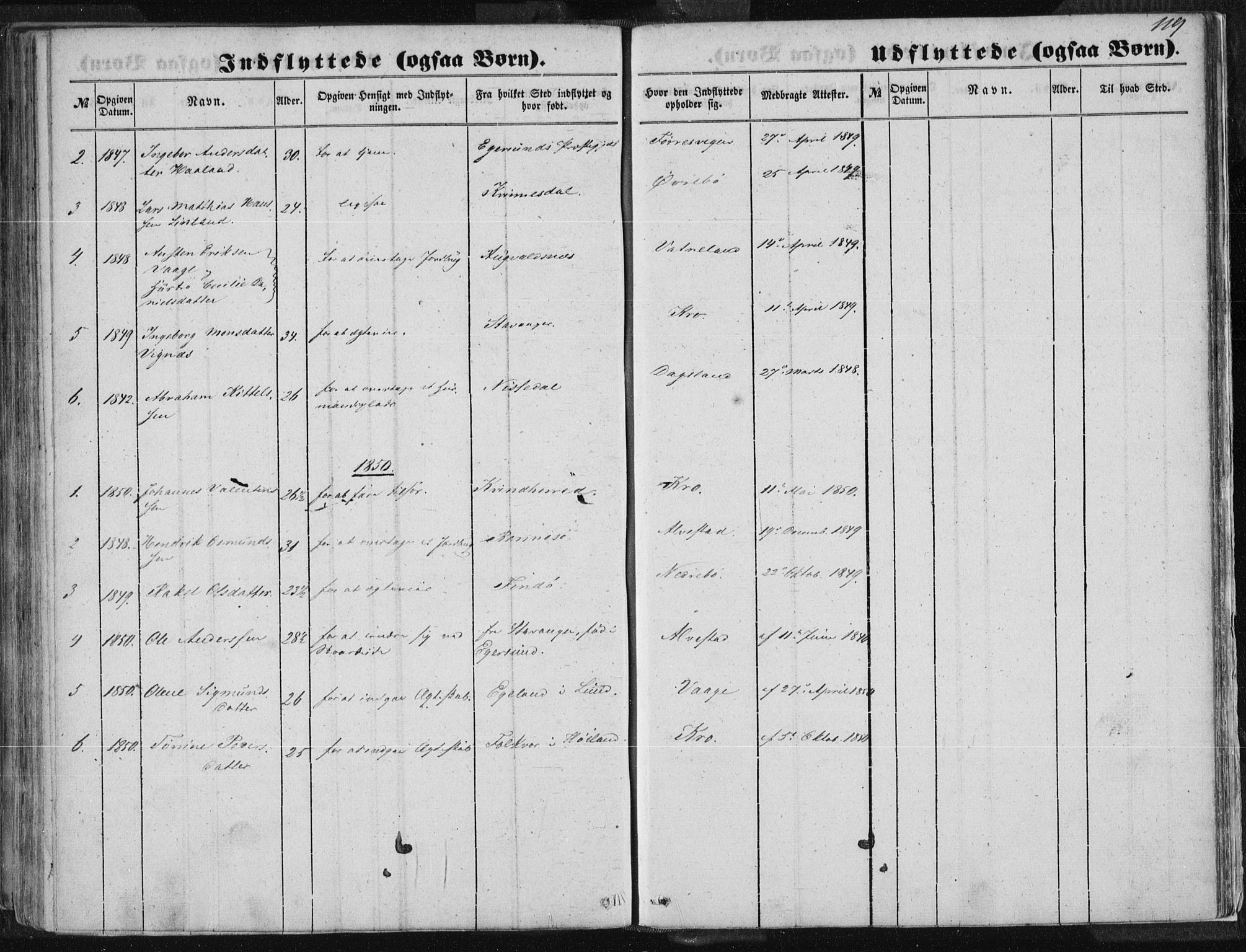 Tysvær sokneprestkontor, AV/SAST-A -101864/H/Ha/Haa/L0002: Parish register (official) no. A 2, 1847-1856, p. 119