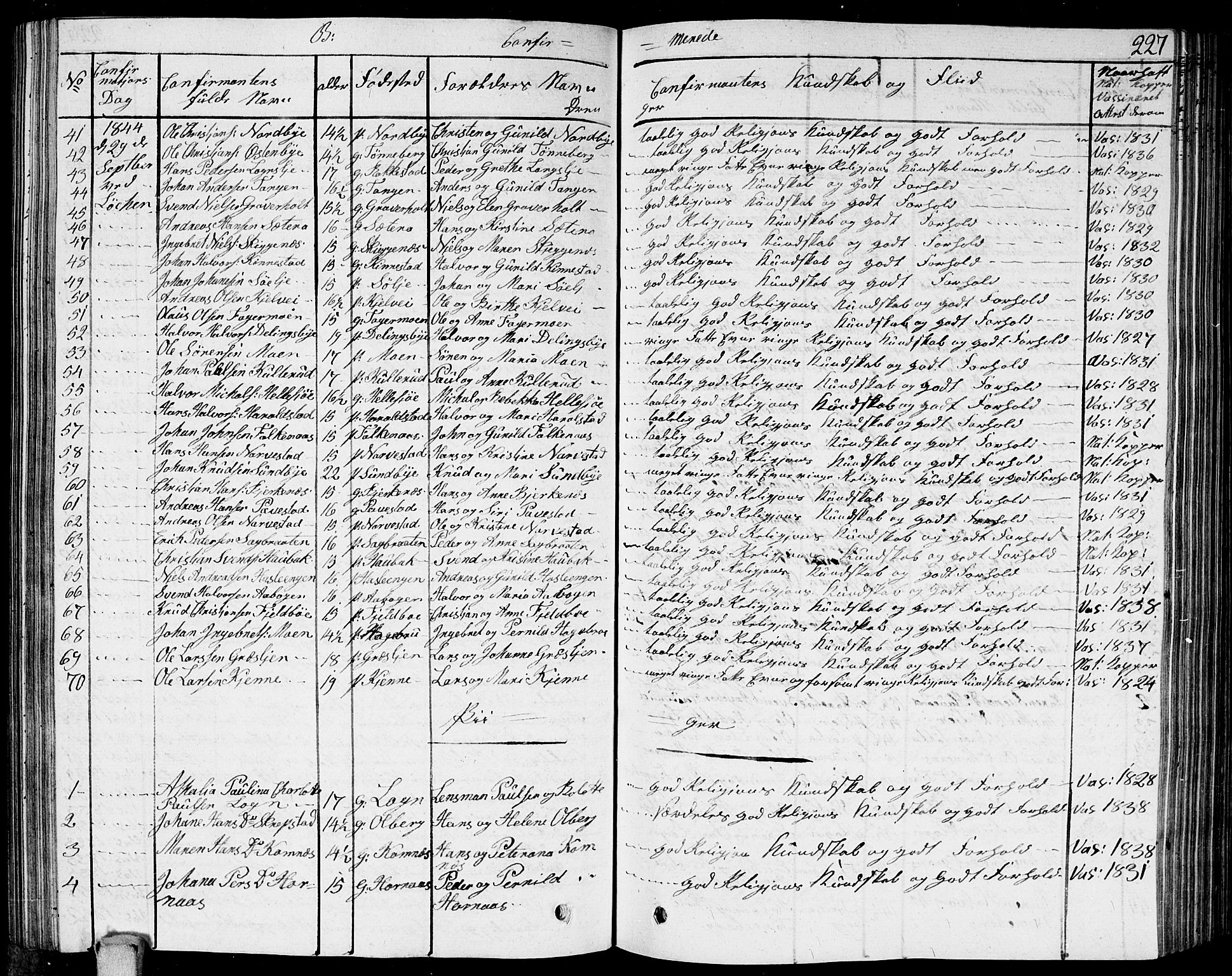 Høland prestekontor Kirkebøker, AV/SAO-A-10346a/G/Ga/L0002: Parish register (copy) no. I 2, 1827-1845, p. 227