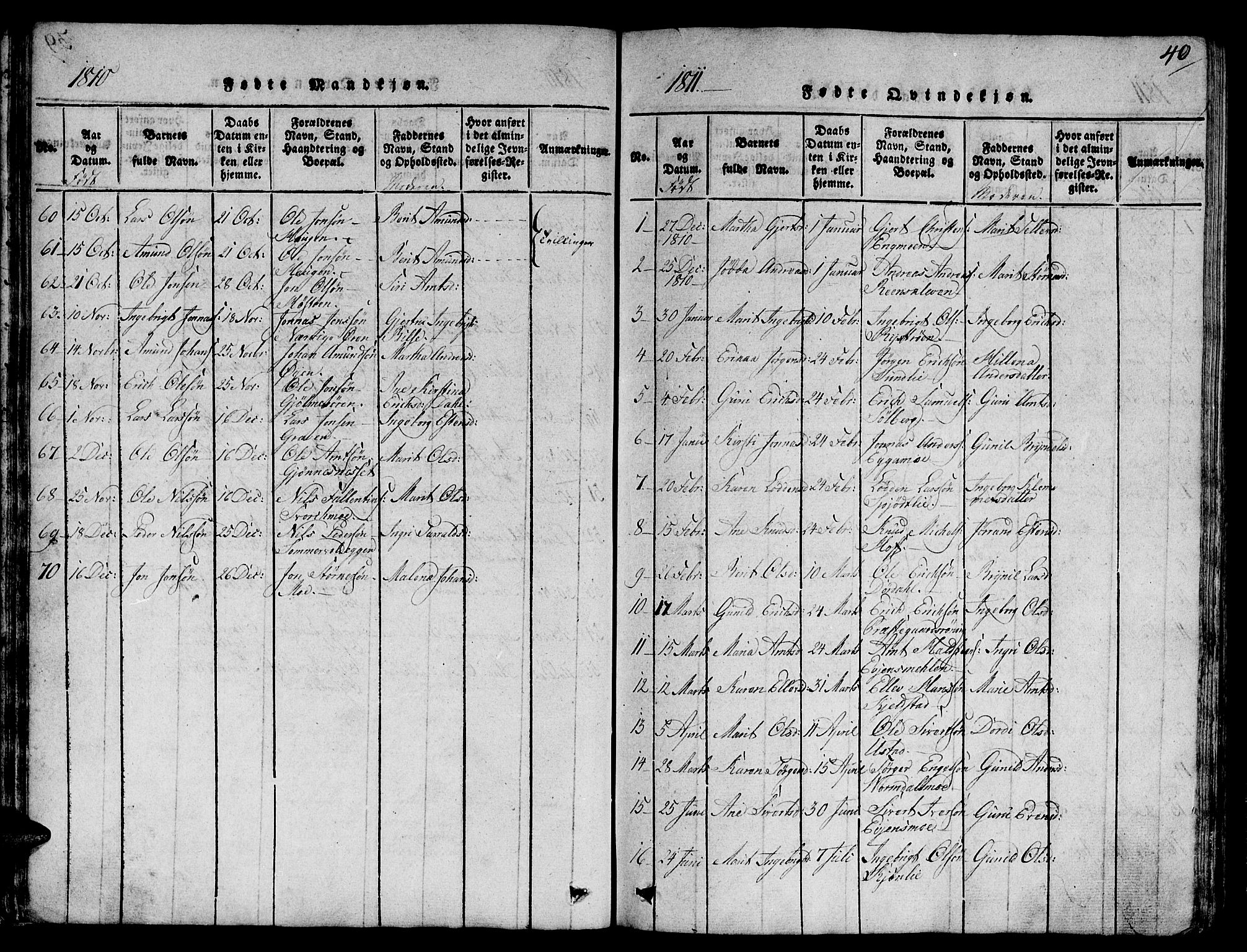 Ministerialprotokoller, klokkerbøker og fødselsregistre - Sør-Trøndelag, SAT/A-1456/668/L0803: Parish register (official) no. 668A03, 1800-1826, p. 40