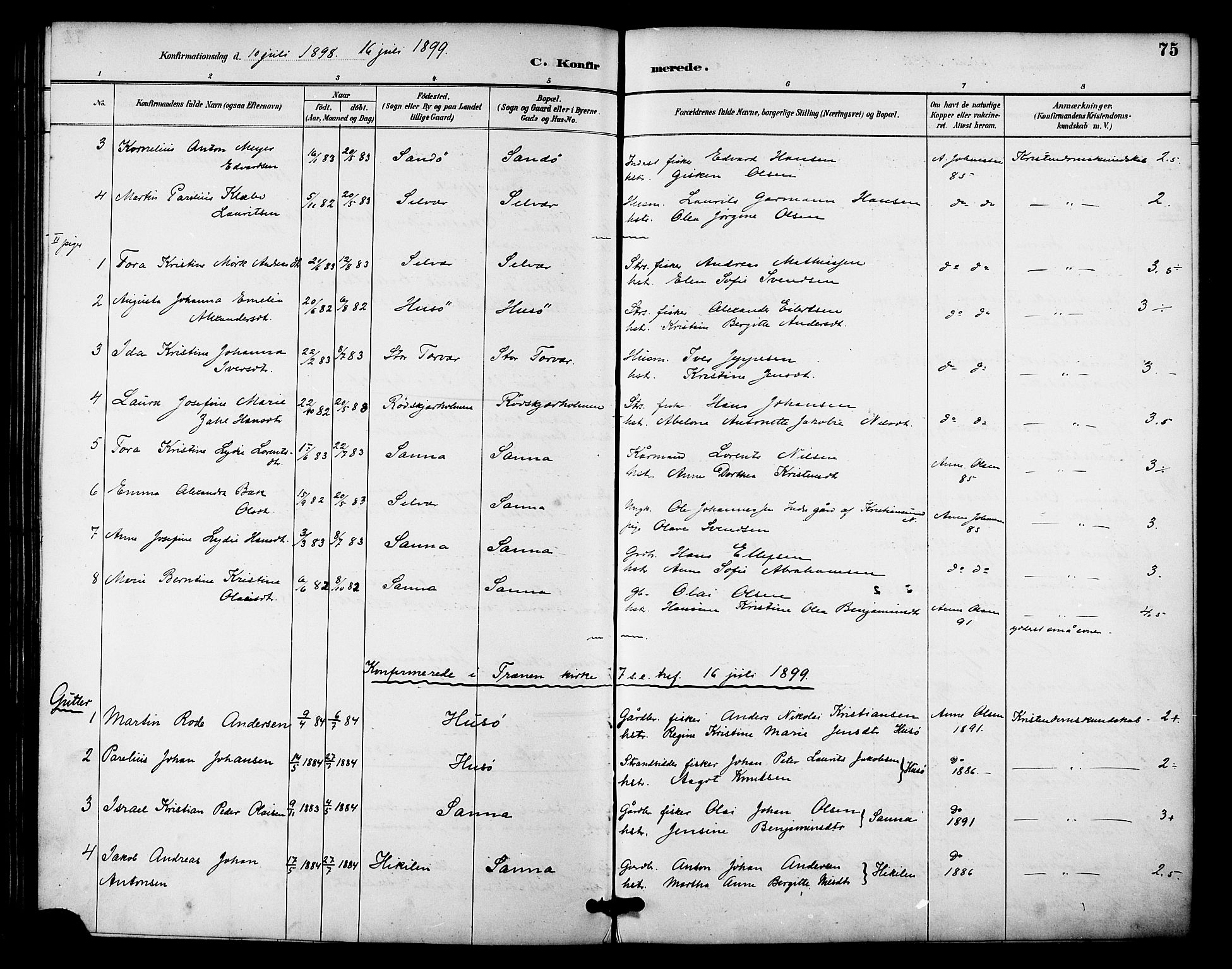 Ministerialprotokoller, klokkerbøker og fødselsregistre - Nordland, SAT/A-1459/840/L0580: Parish register (official) no. 840A02, 1887-1909, p. 75