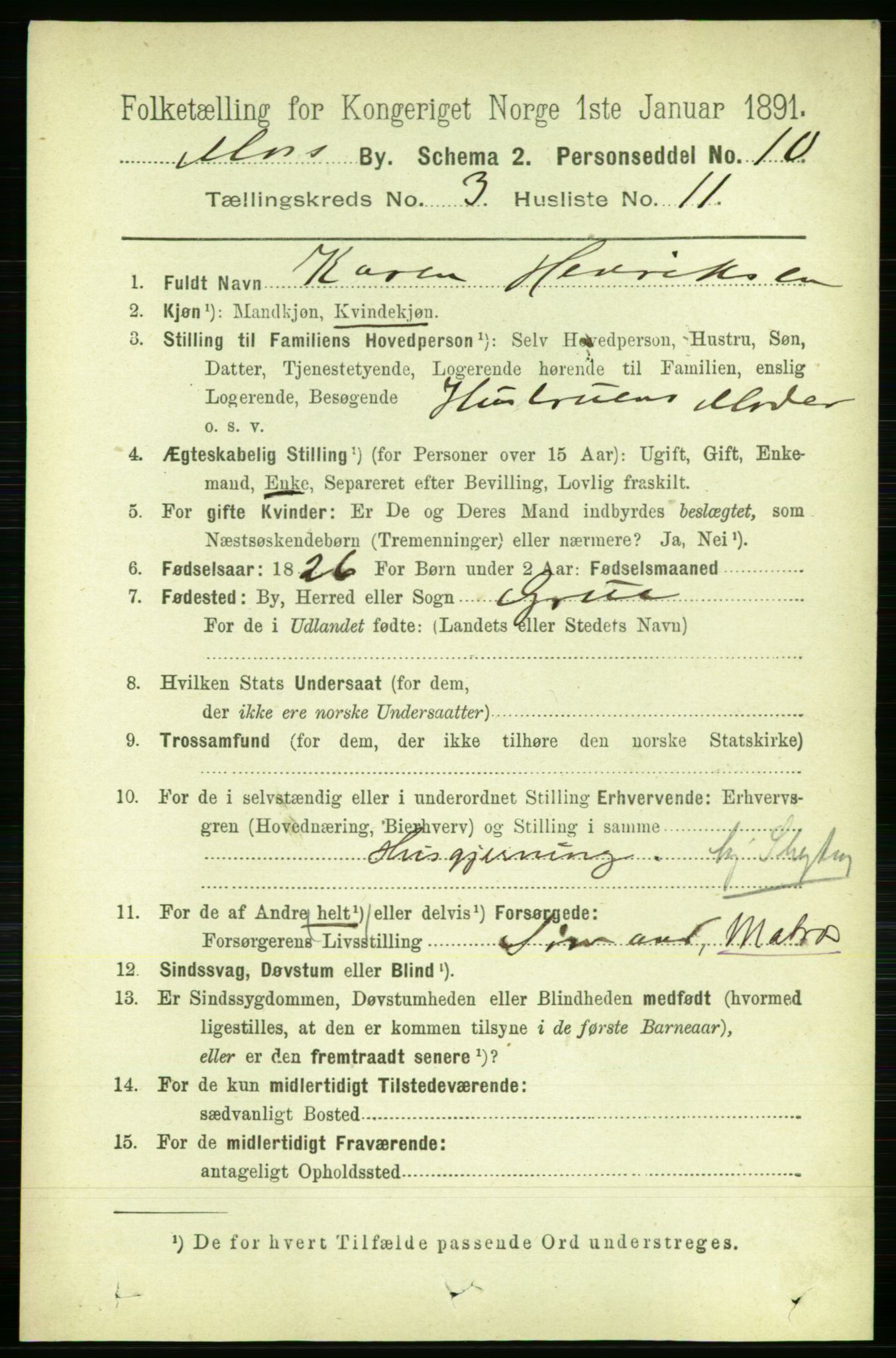 RA, 1891 census for 0104 Moss, 1891, p. 2656