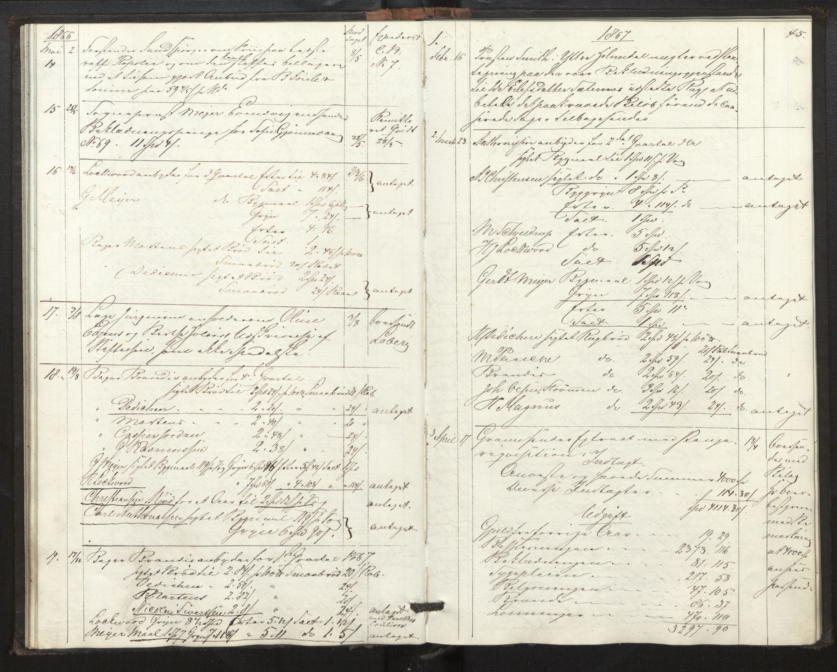 Lepraarkiver - Pleiestiftelsen for spedalske no.1, AV/SAB-A-60601/B.c/L0001: Journal, 1857-1882, p. 44b-45a