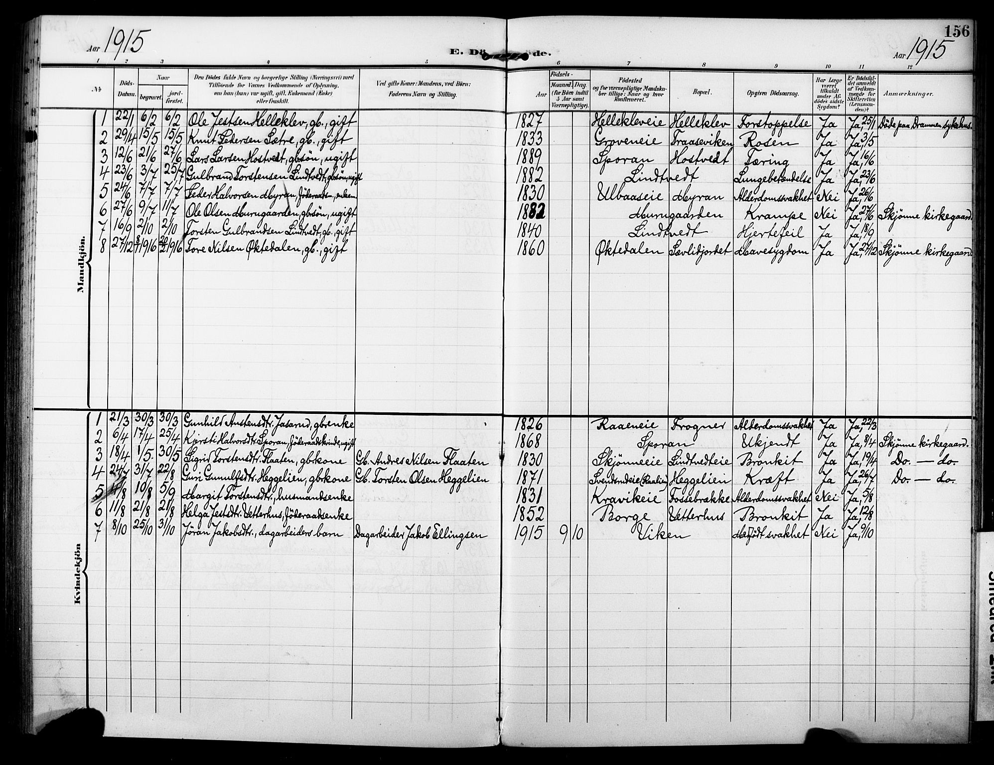Nore kirkebøker, AV/SAKO-A-238/F/Fb/L0003: Parish register (official) no. II 3, 1906-1926, p. 156