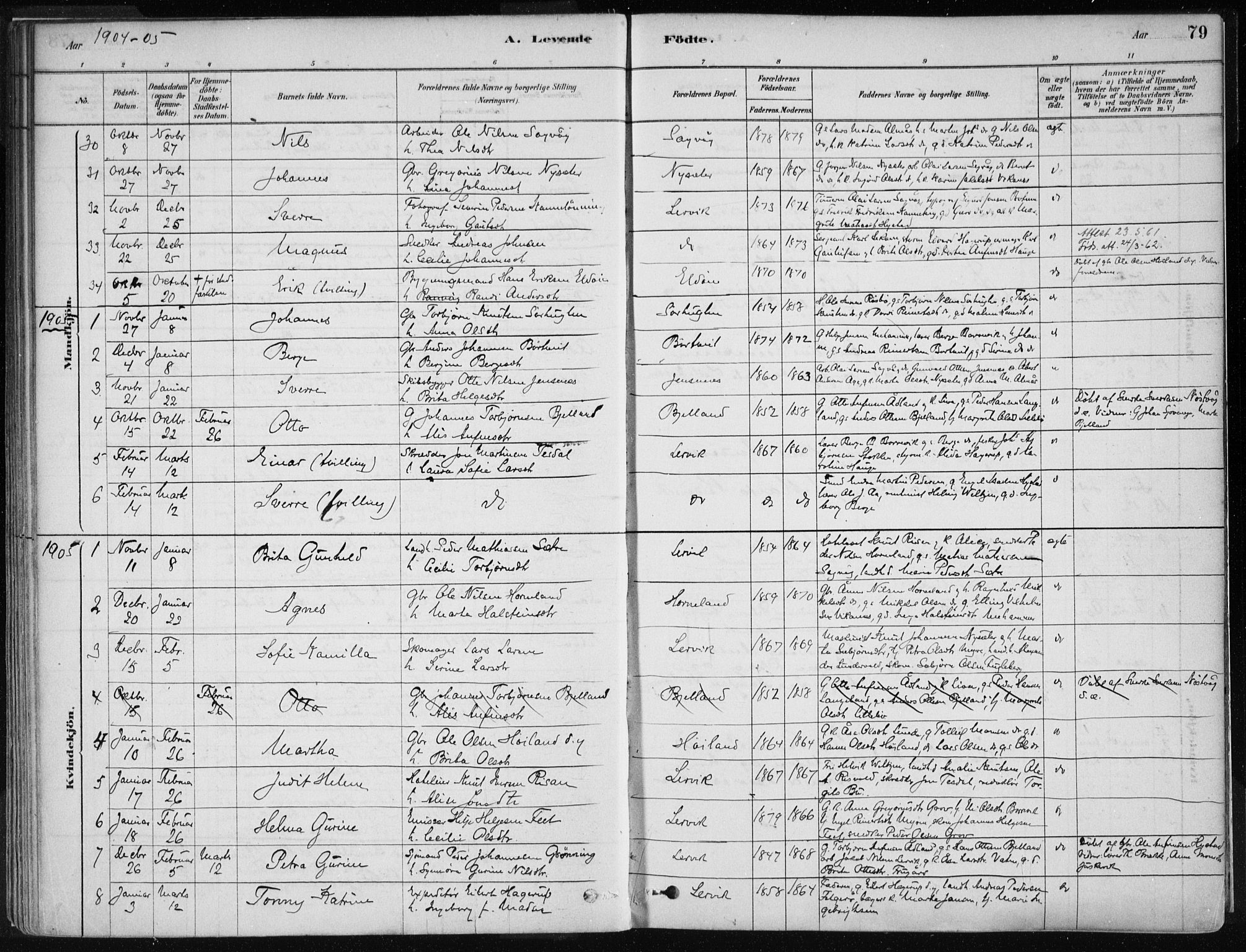 Stord sokneprestembete, AV/SAB-A-78201/H/Haa: Parish register (official) no. B 2, 1878-1913, p. 79