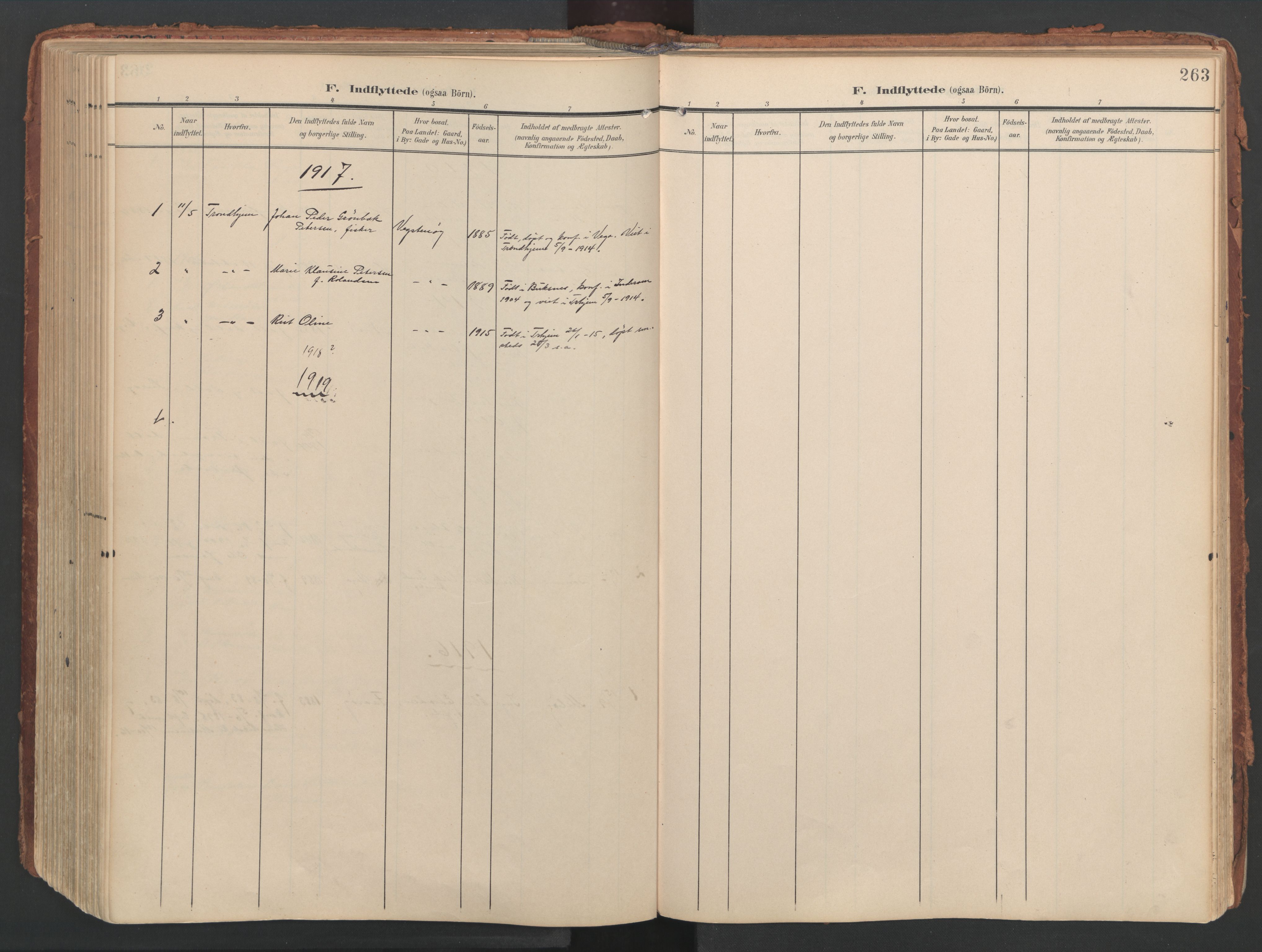 Ministerialprotokoller, klokkerbøker og fødselsregistre - Nordland, AV/SAT-A-1459/816/L0250: Parish register (official) no. 816A16, 1903-1923, p. 263