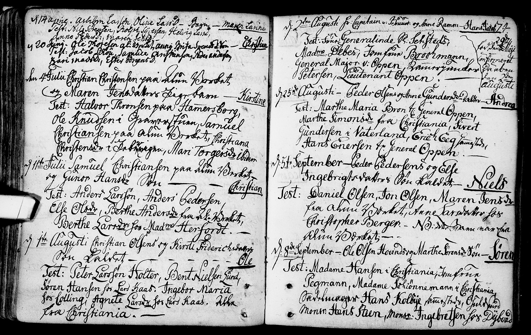 Gamlebyen prestekontor Kirkebøker, SAO/A-10884/F/Fa/L0001: Parish register (official) no. 1, 1734-1818, p. 74