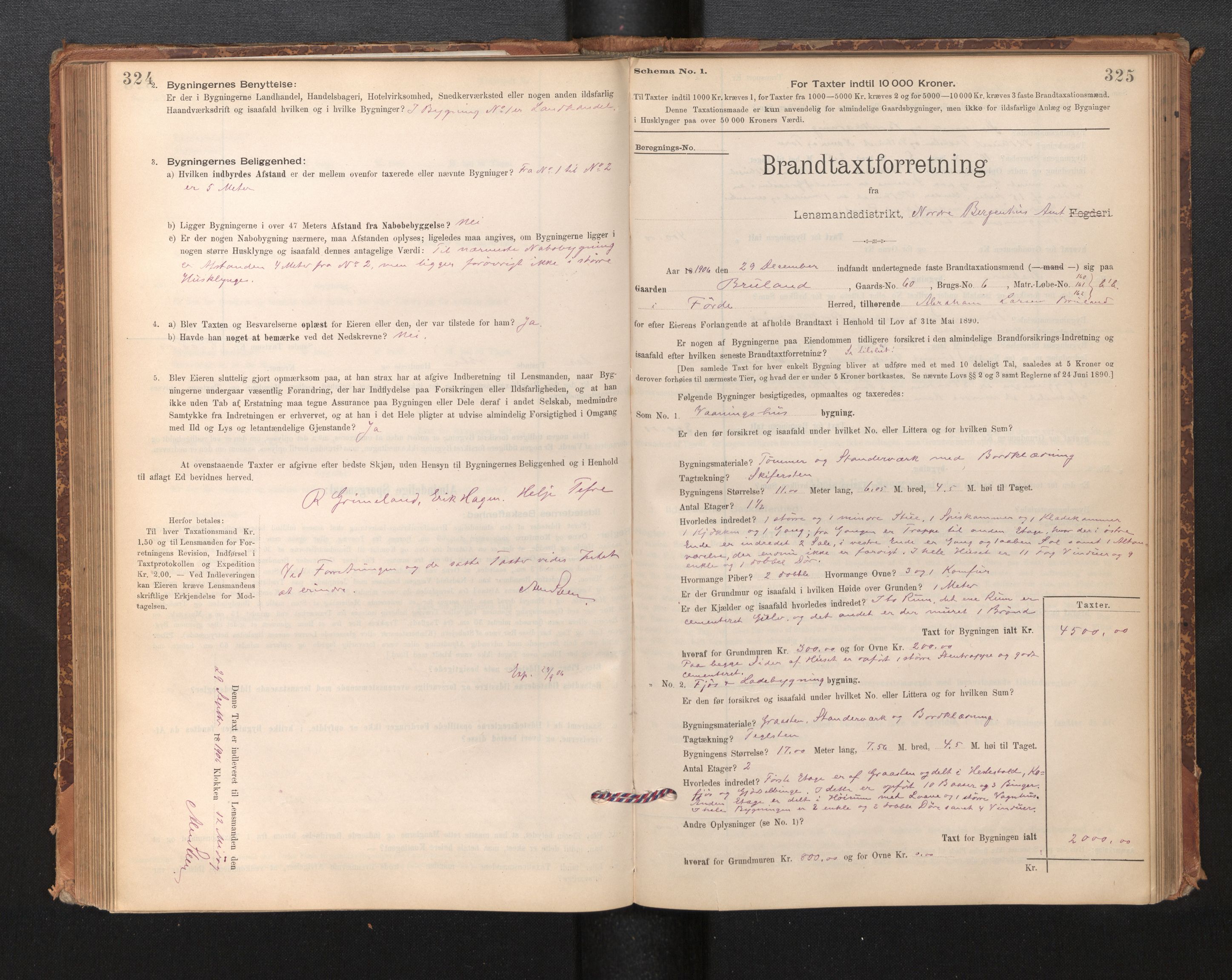Lensmannen i Førde, SAB/A-27401/0012/L0008: Branntakstprotokoll, skjematakst, 1895-1922, p. 324-325