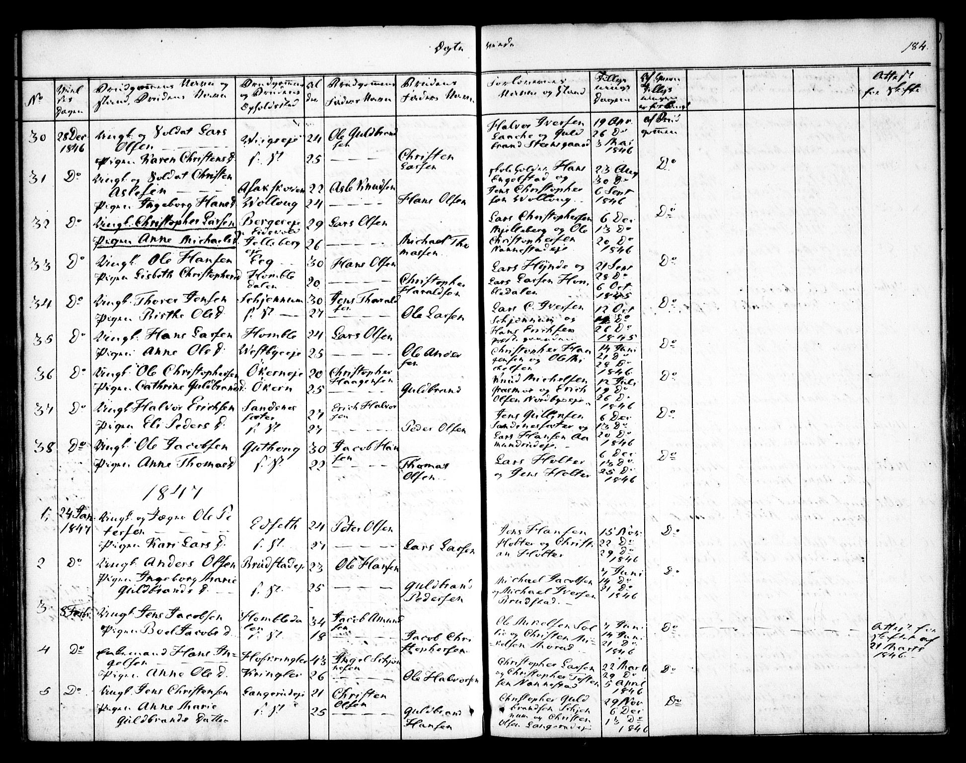 Nannestad prestekontor Kirkebøker, SAO/A-10414a/F/Fa/L0010: Parish register (official) no. I 10, 1840-1850, p. 184
