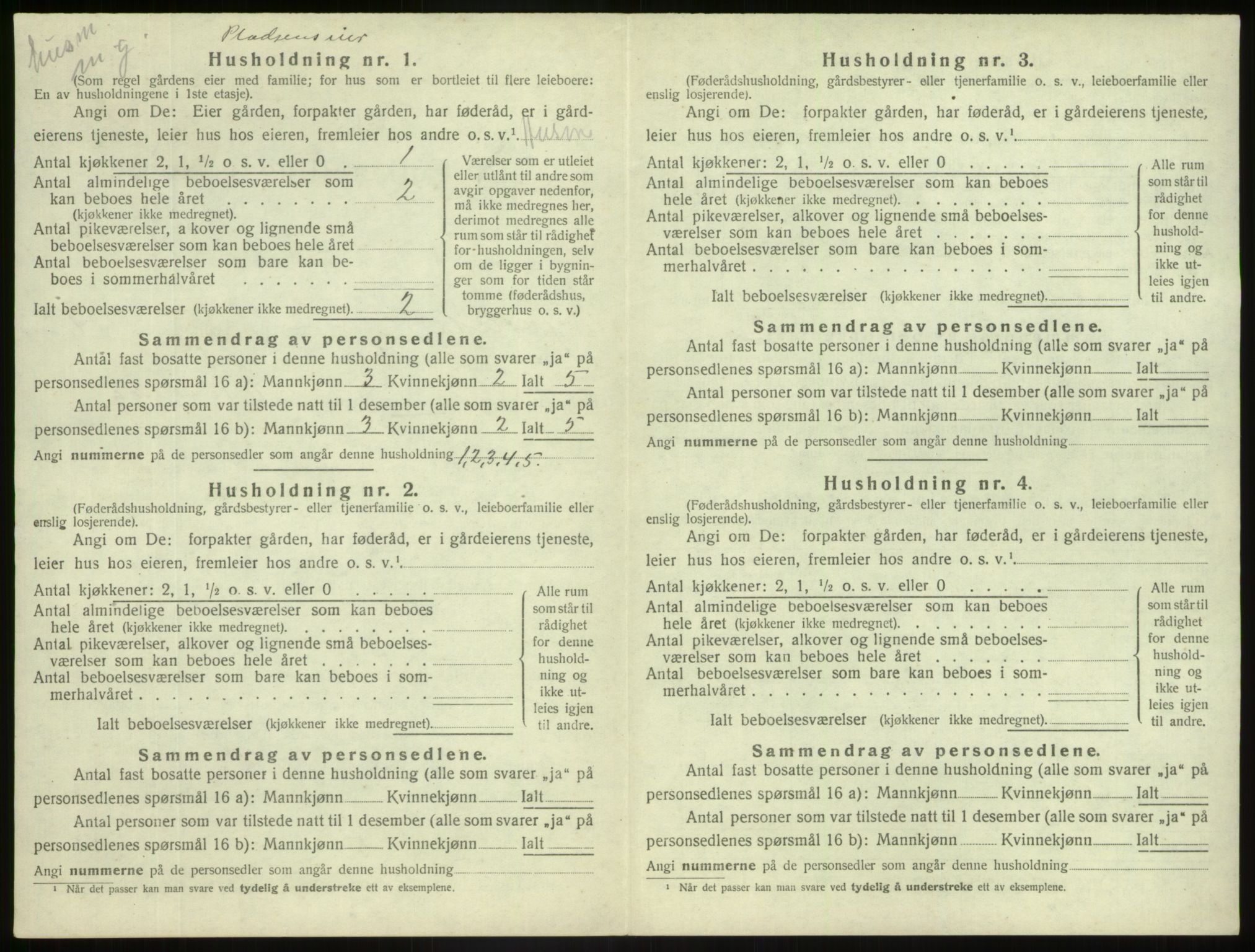 SAB, 1920 census for Jostedal, 1920, p. 53