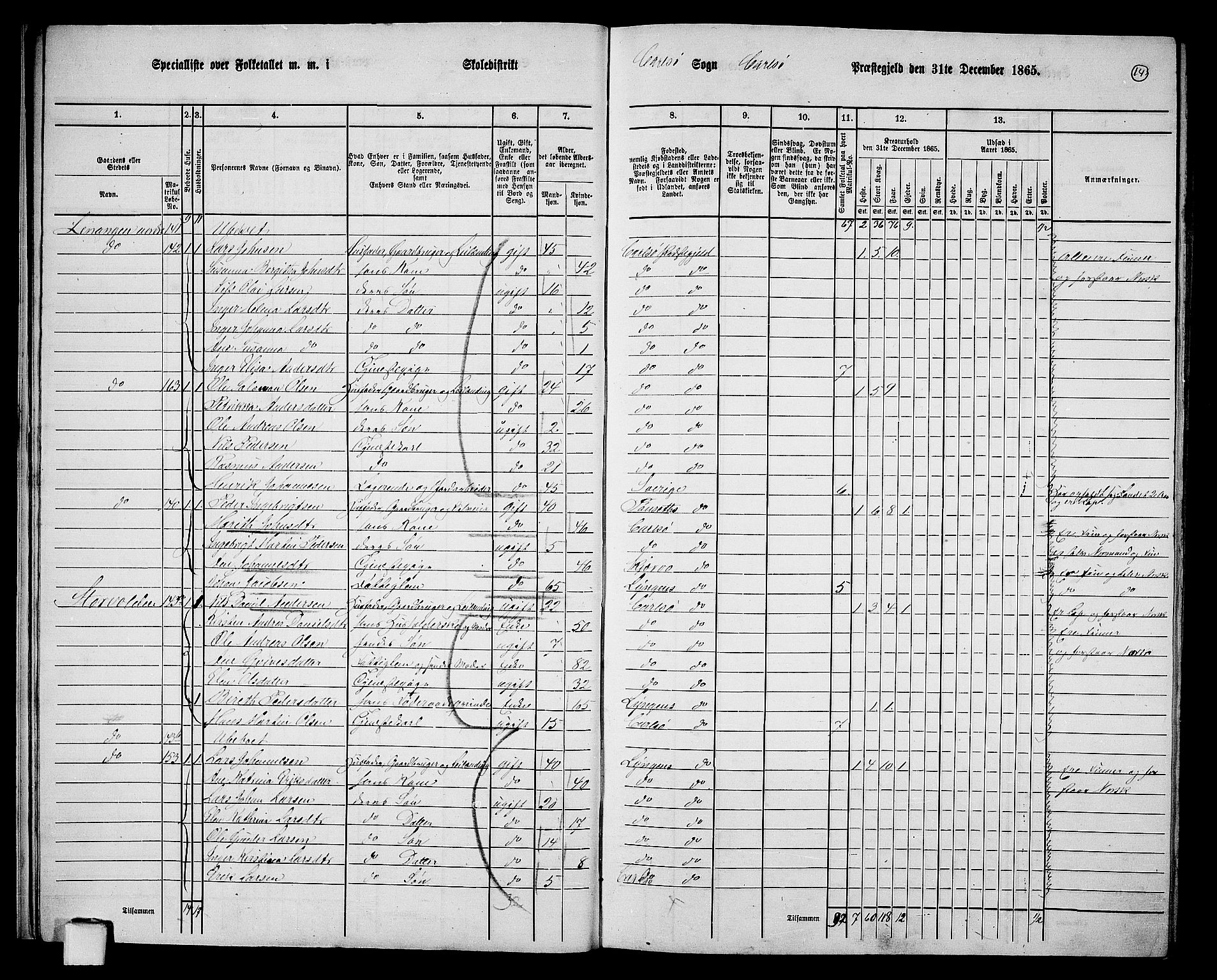 RA, 1865 census for Karlsøy, 1865, p. 13