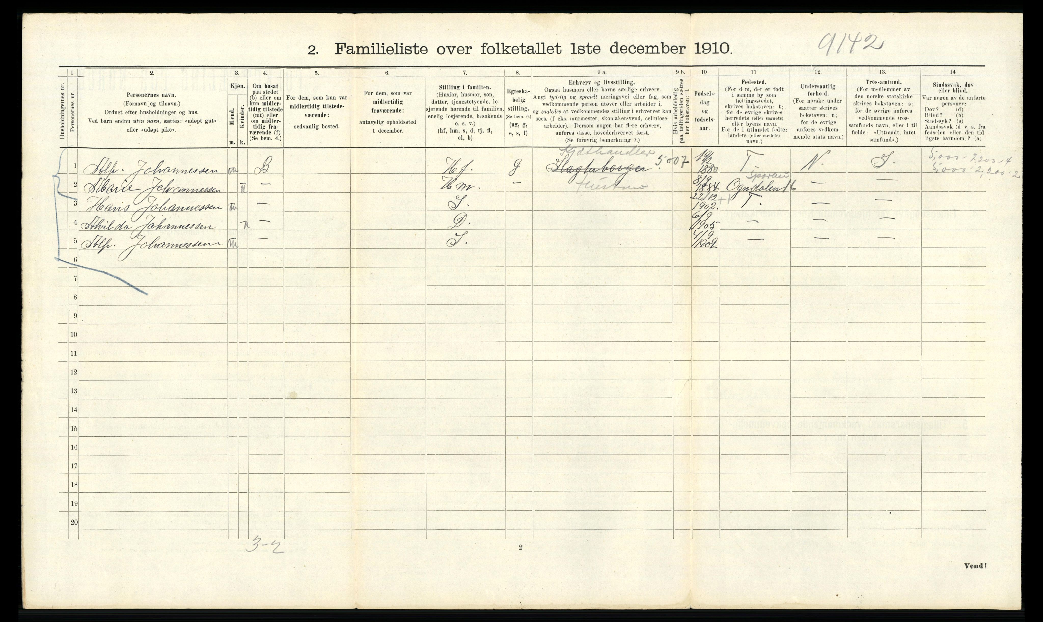 RA, 1910 census for Bergen, 1910, p. 42498