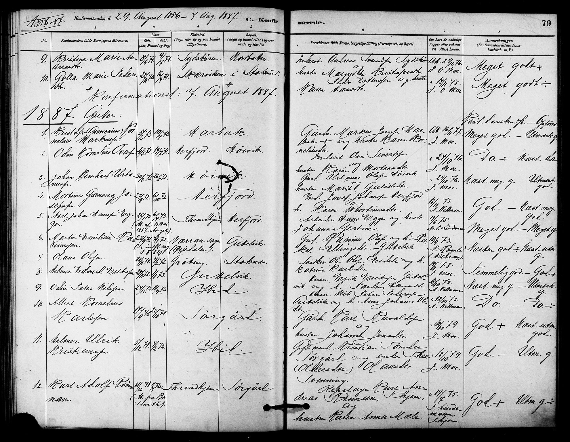 Ministerialprotokoller, klokkerbøker og fødselsregistre - Sør-Trøndelag, SAT/A-1456/656/L0692: Parish register (official) no. 656A01, 1879-1893, p. 79