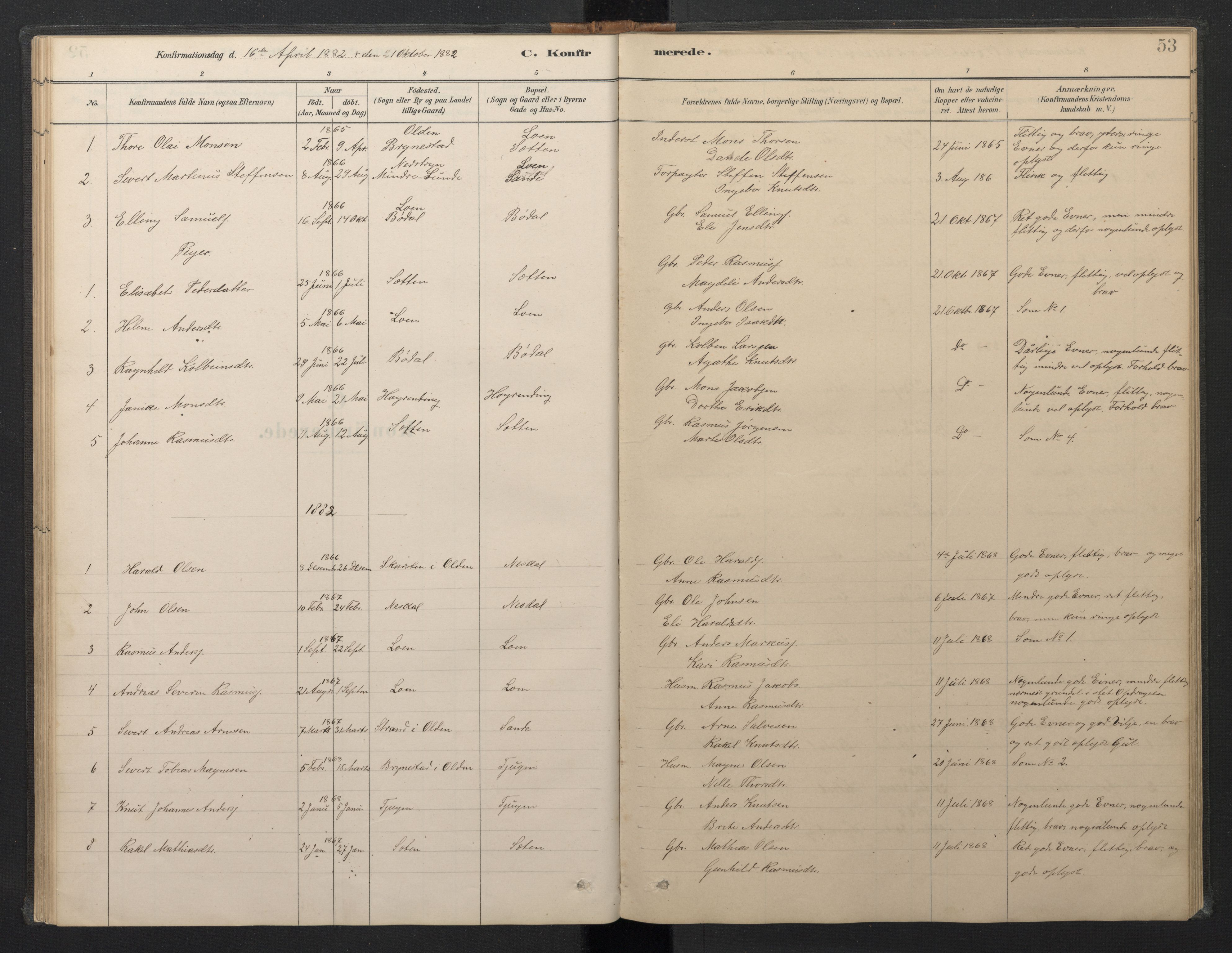 Stryn Sokneprestembete, AV/SAB-A-82501: Parish register (copy) no. B 3, 1881-1918, p. 52b-53a