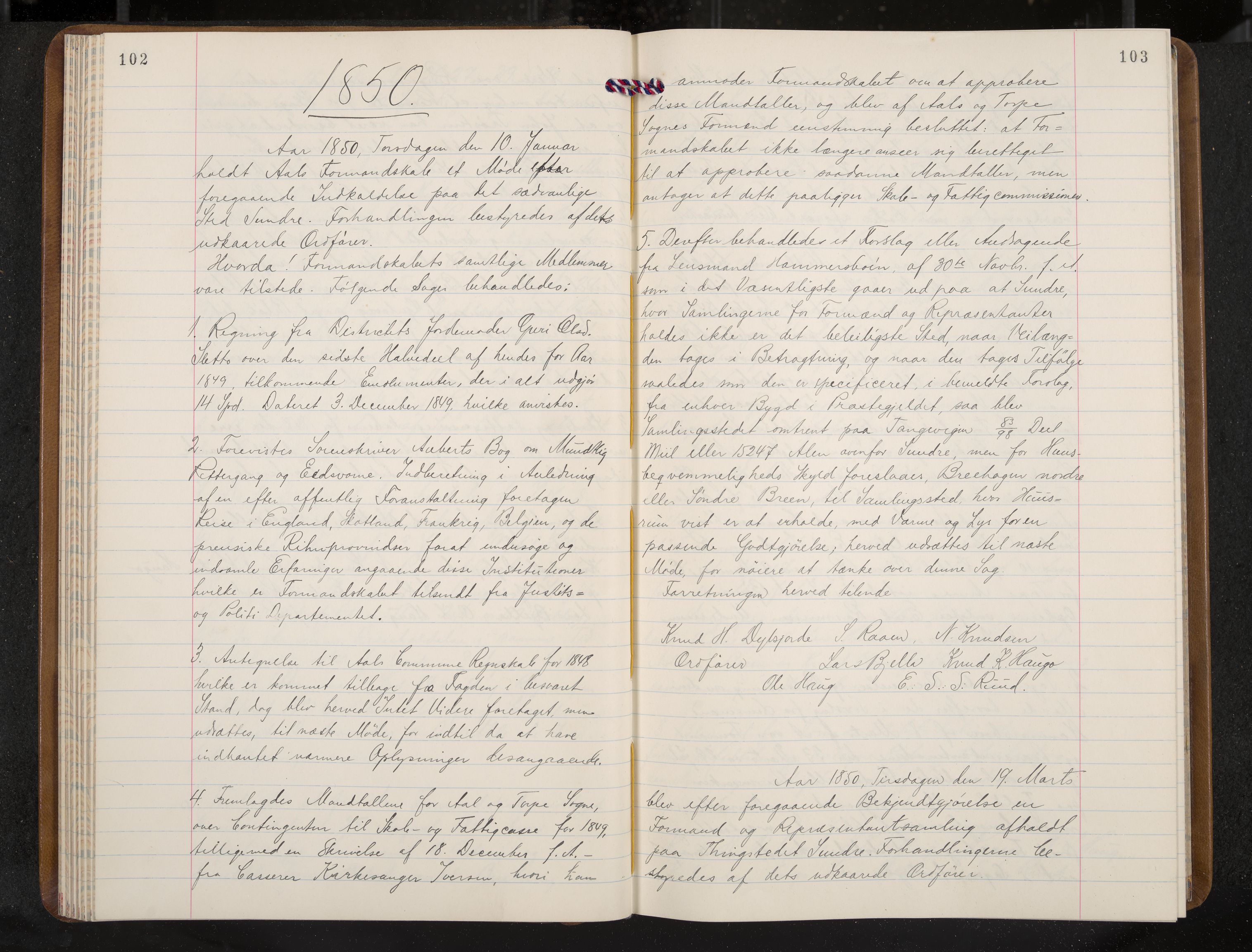 Ål formannskap og sentraladministrasjon, IKAK/0619021/A/Aa/L0002: Utskrift av møtebok, 1846-1857, p. 102-103