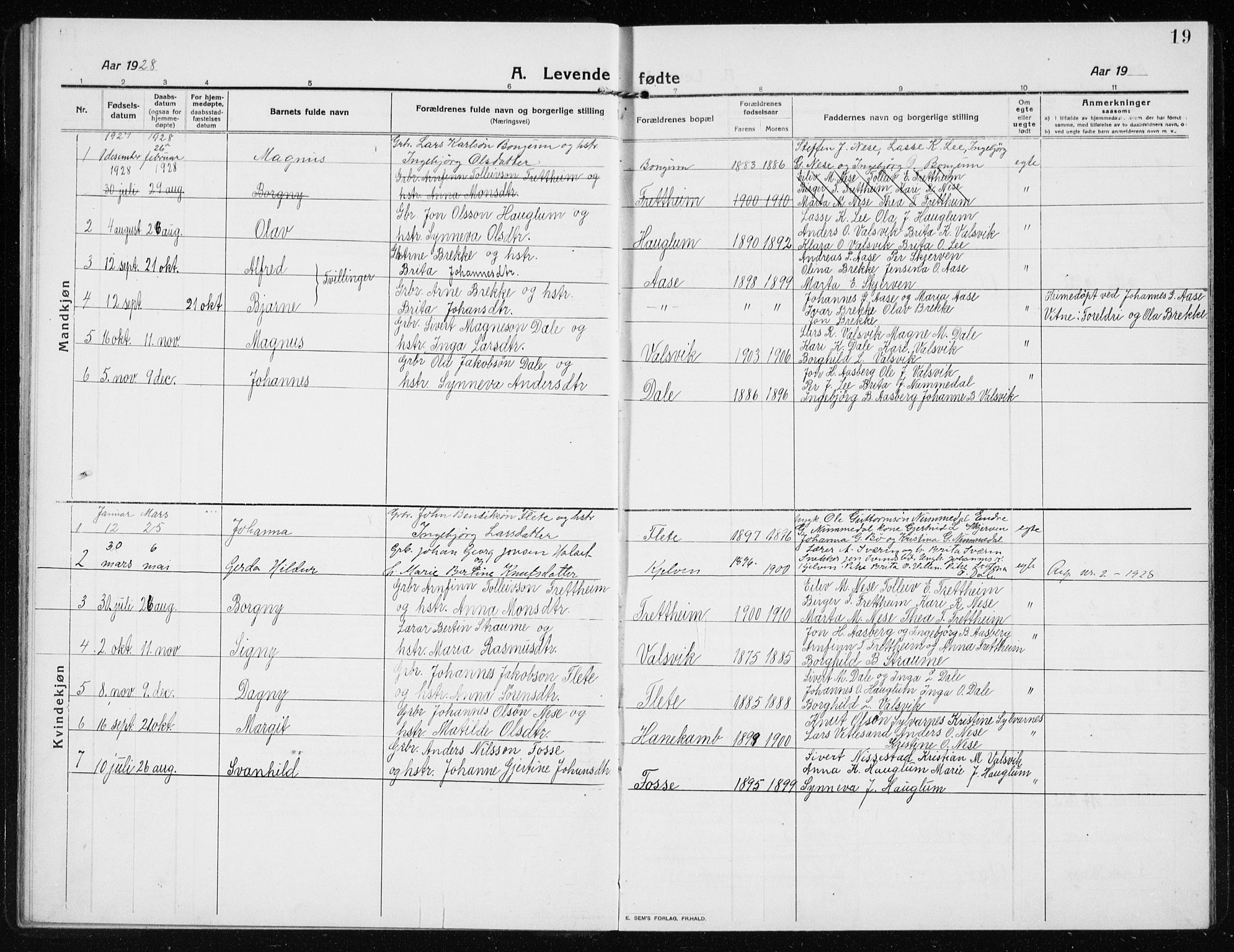 Vik sokneprestembete, AV/SAB-A-81501/H/Hab/Habb/L0004: Parish register (copy) no. B 4, 1913-1938, p. 19