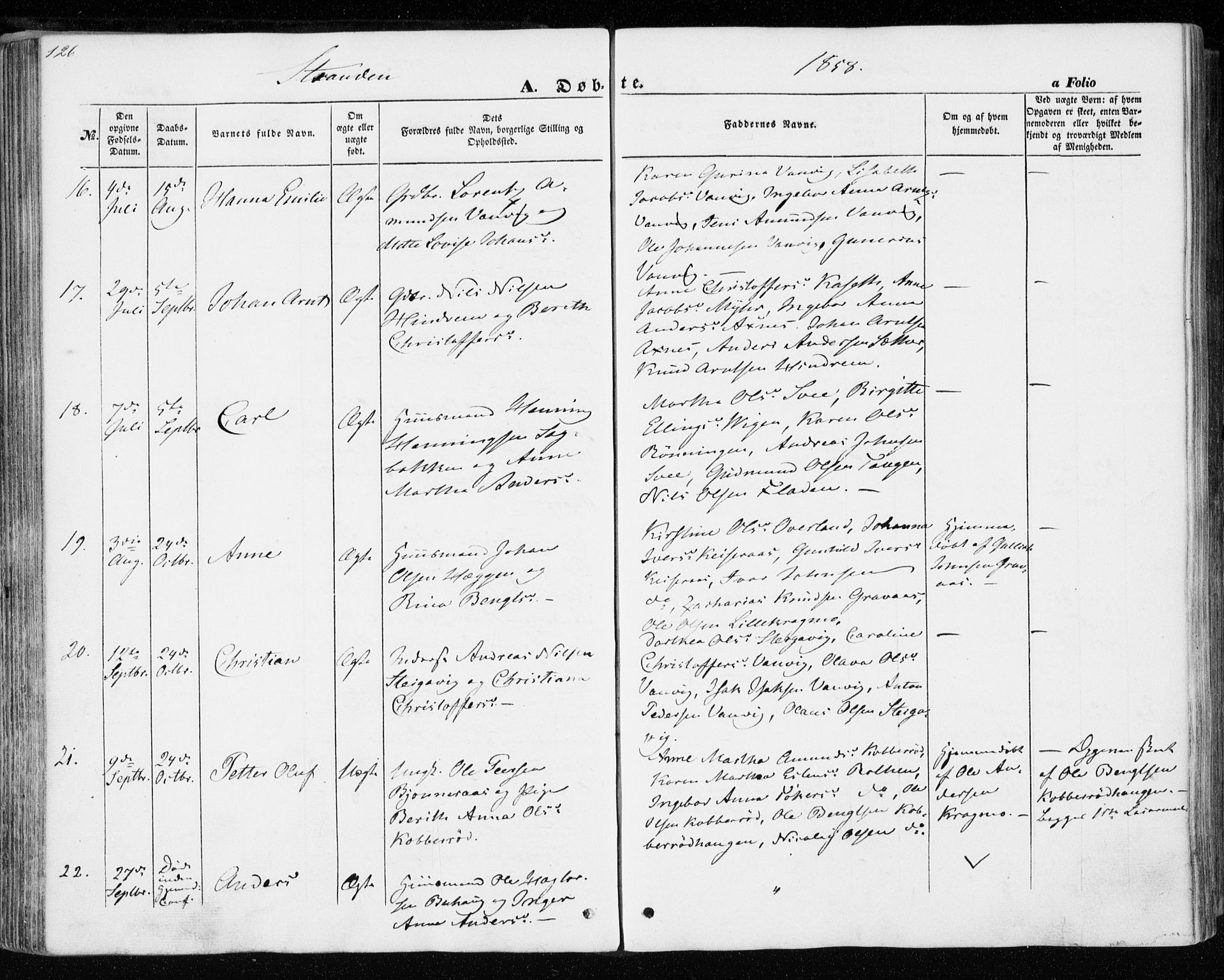 Ministerialprotokoller, klokkerbøker og fødselsregistre - Nord-Trøndelag, AV/SAT-A-1458/701/L0008: Parish register (official) no. 701A08 /2, 1854-1863, p. 126