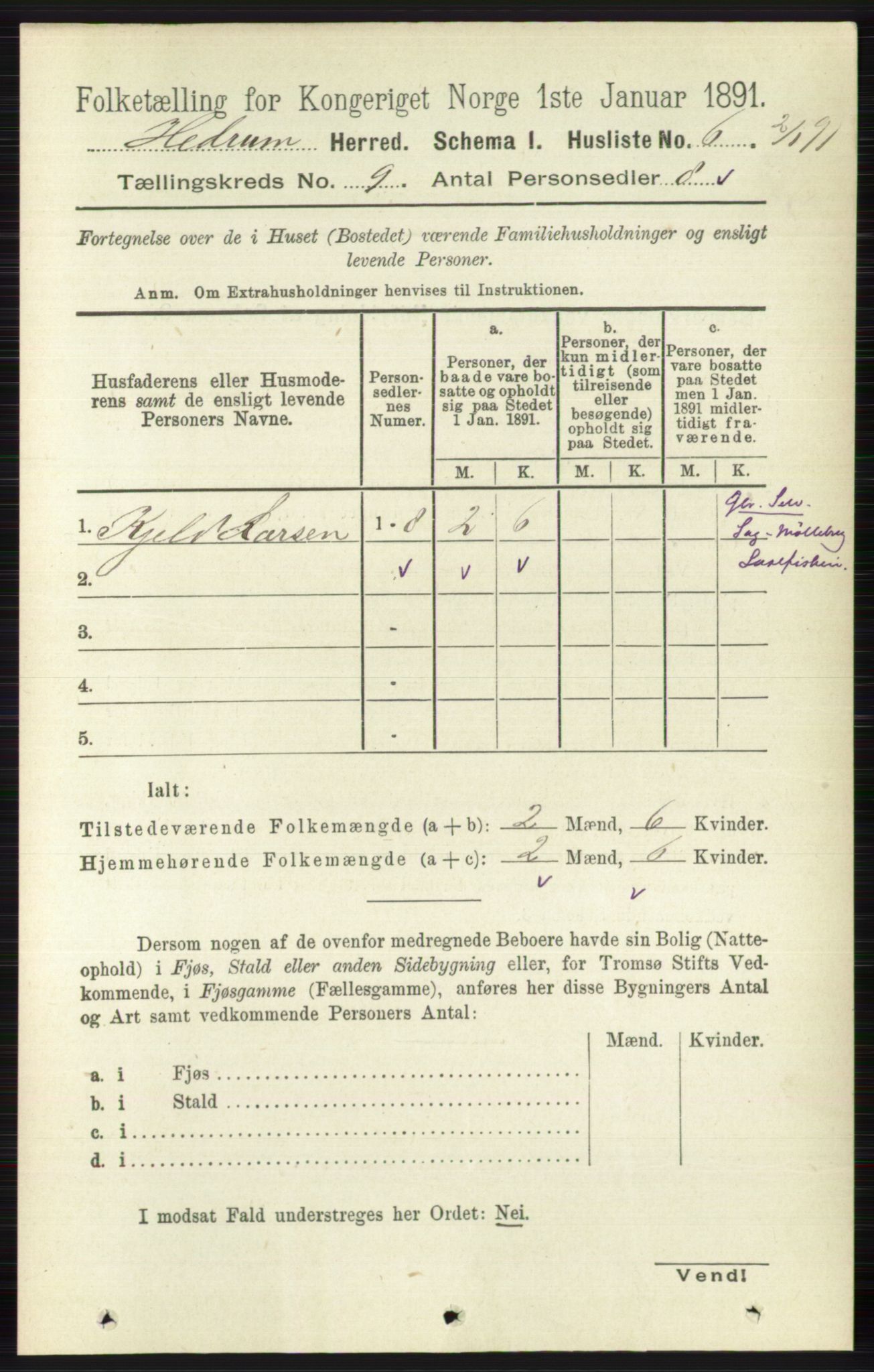 RA, 1891 census for 0727 Hedrum, 1891, p. 3854