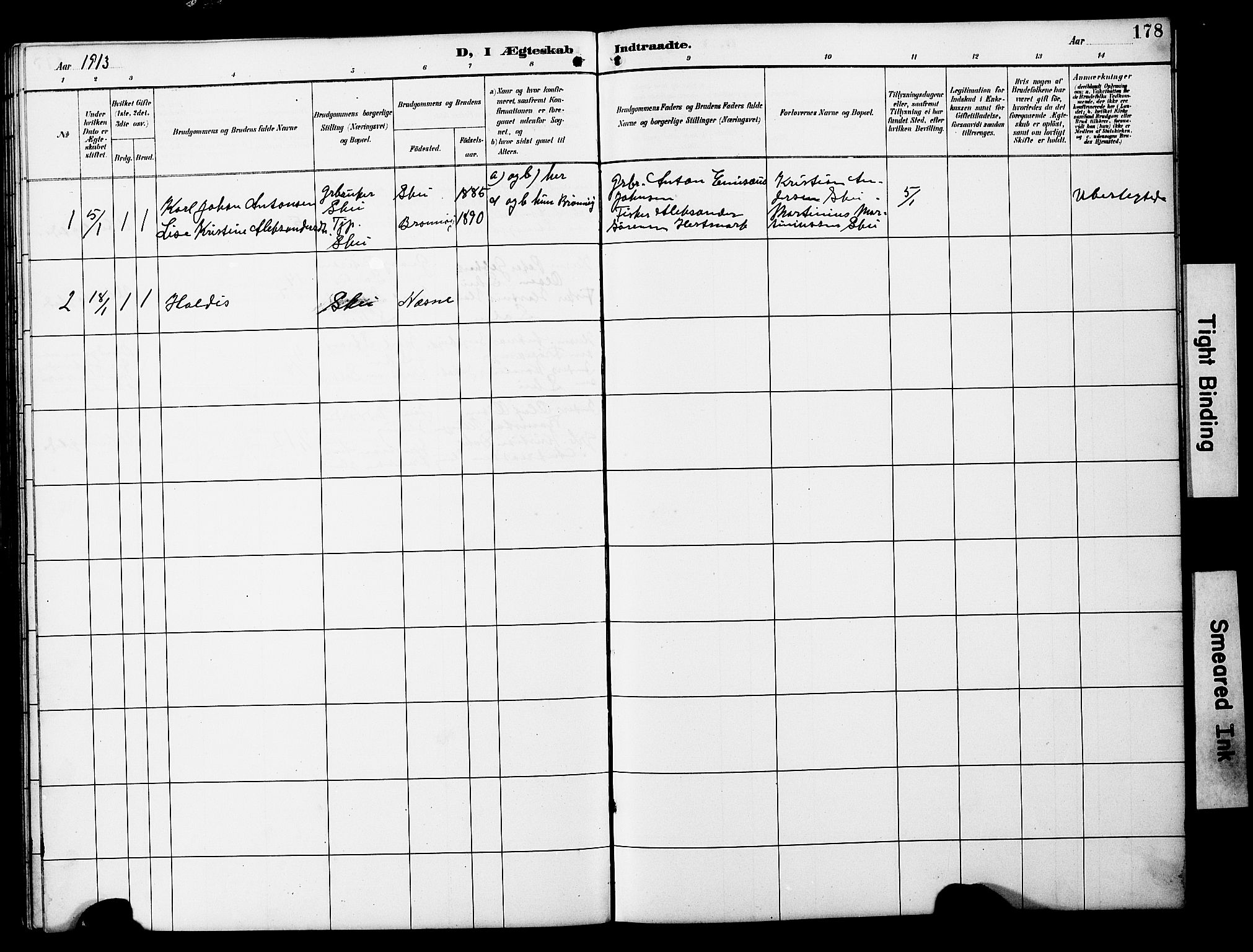 Ministerialprotokoller, klokkerbøker og fødselsregistre - Nord-Trøndelag, SAT/A-1458/788/L0701: Parish register (copy) no. 788C01, 1888-1913, p. 178