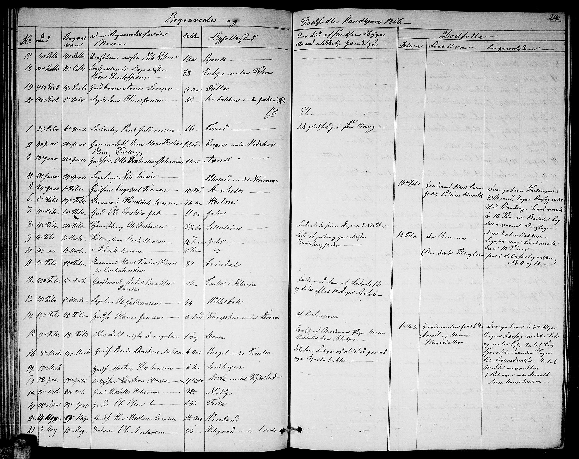 Fet prestekontor Kirkebøker, AV/SAO-A-10370a/G/Ga/L0002: Parish register (copy) no. I 2, 1843-1859, p. 214