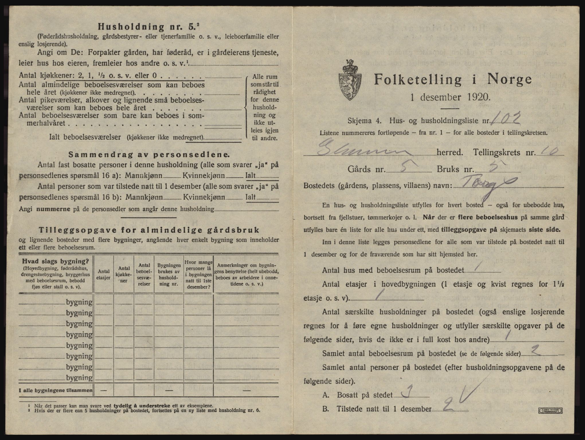 SAO, 1920 census for Glemmen, 1920, p. 2127