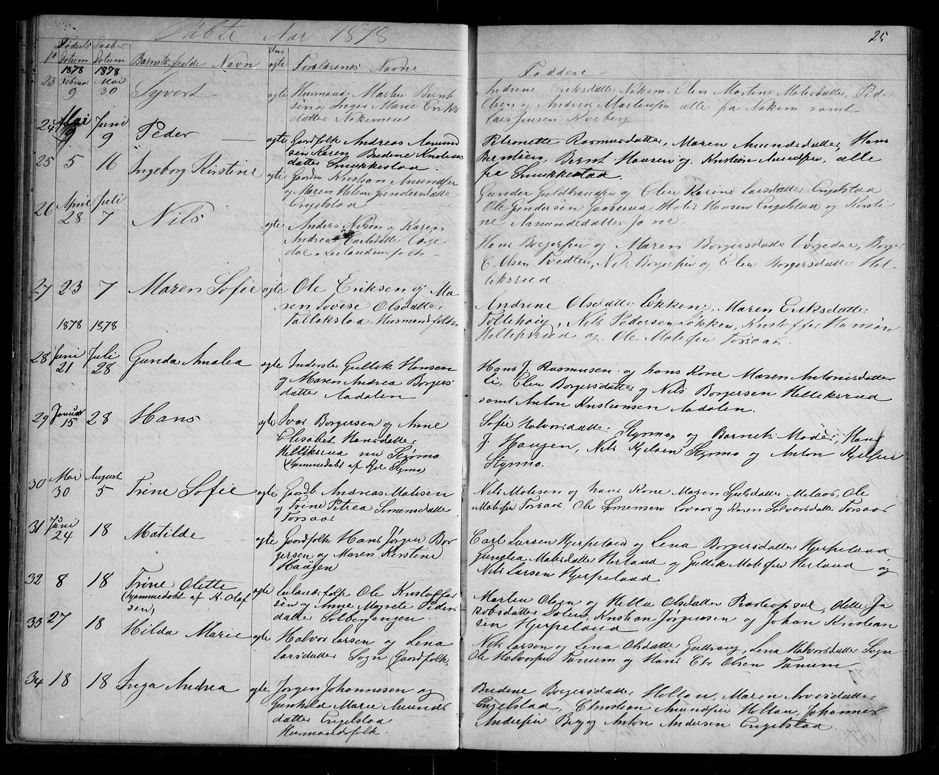 Lardal kirkebøker, AV/SAKO-A-350/G/Ga/L0001: Parish register (copy) no. I 1, 1864-1901, p. 25