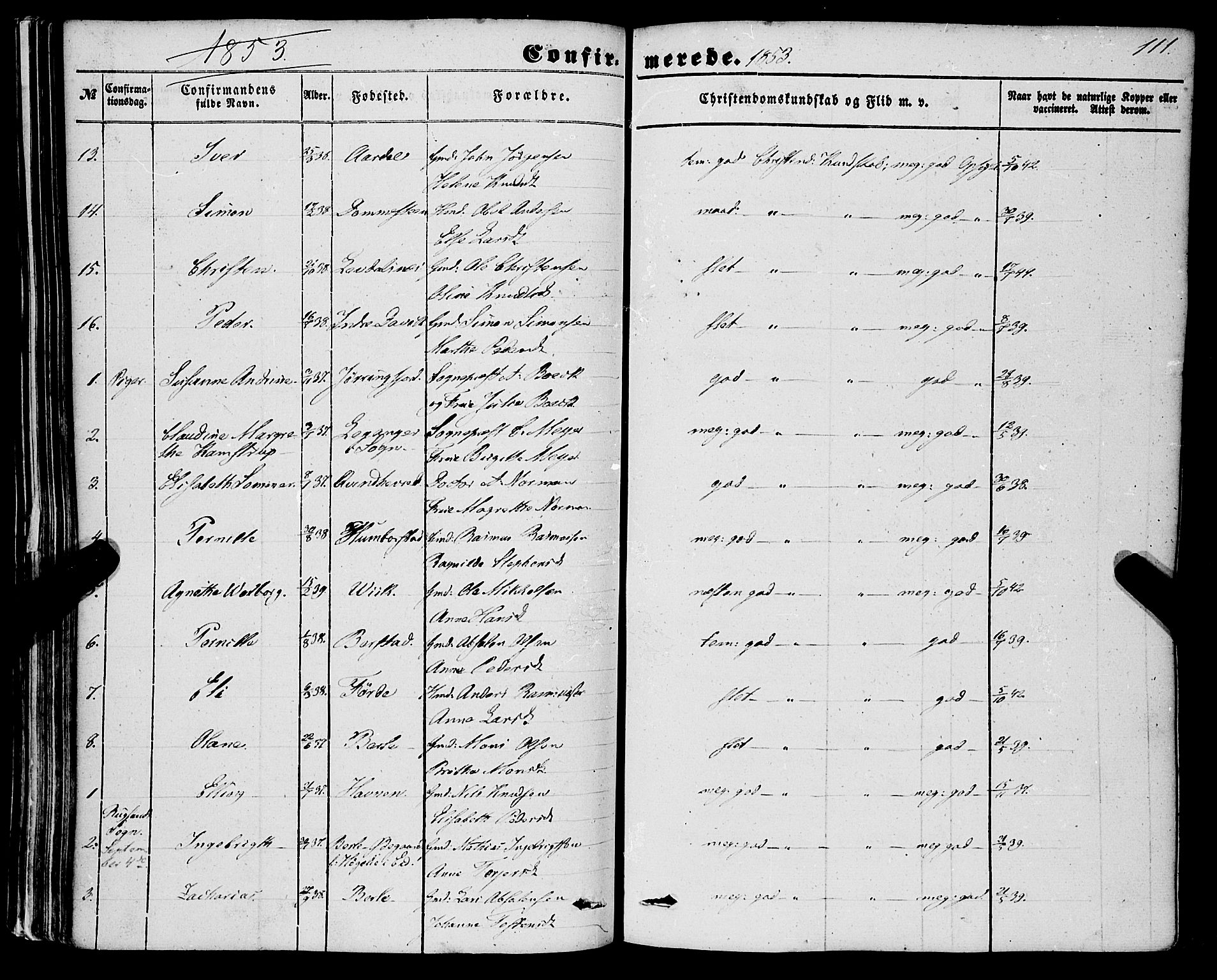 Davik sokneprestembete, AV/SAB-A-79701/H/Haa/Haaa/L0005: Parish register (official) no. A 5, 1850-1866, p. 111