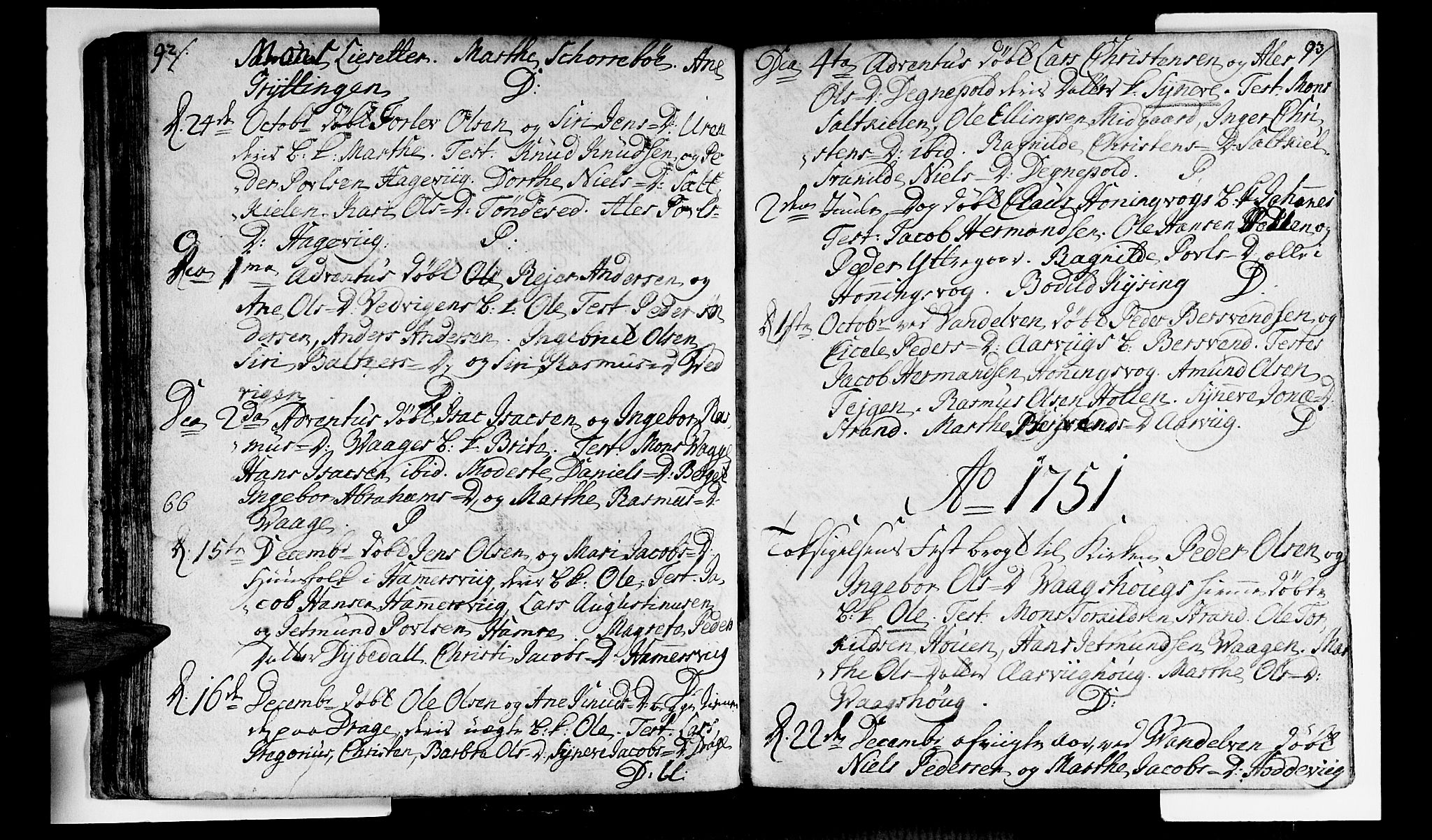Selje sokneprestembete, SAB/A-99938/H/Ha/Haa/Haaa: Parish register (official) no. A 4, 1743-1759, p. 92-93