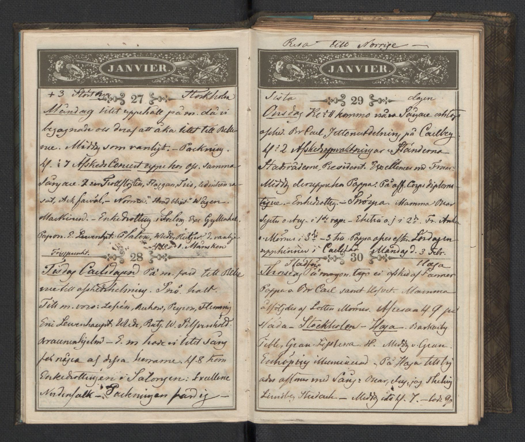 Bernadotte, RA/PA-0318/F/L0001/0002: Privat materiale fra Bernadottefamilien / Dagbok, 1845, p. 13