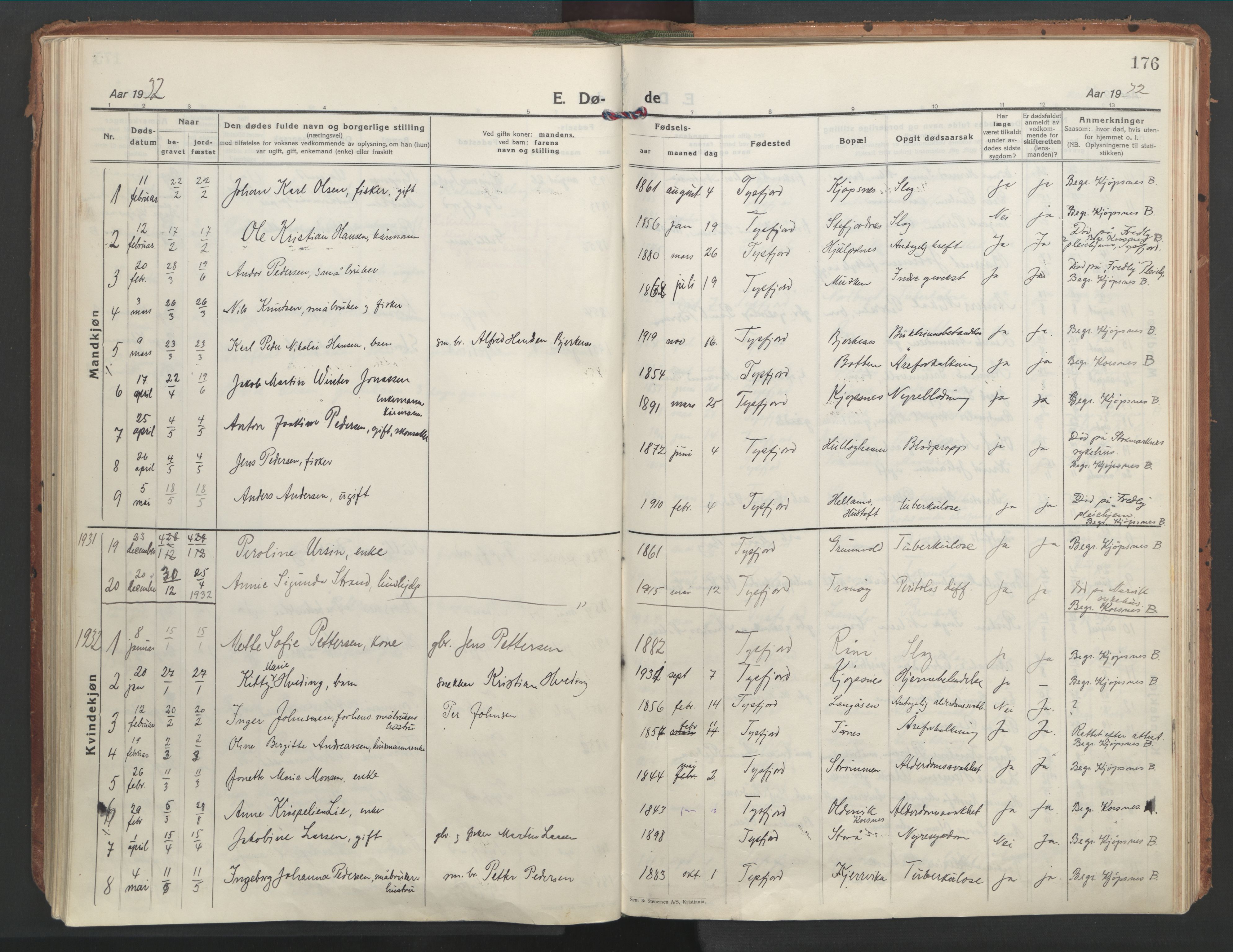 Ministerialprotokoller, klokkerbøker og fødselsregistre - Nordland, AV/SAT-A-1459/861/L0873: Parish register (official) no. 861A08, 1923-1932, p. 176