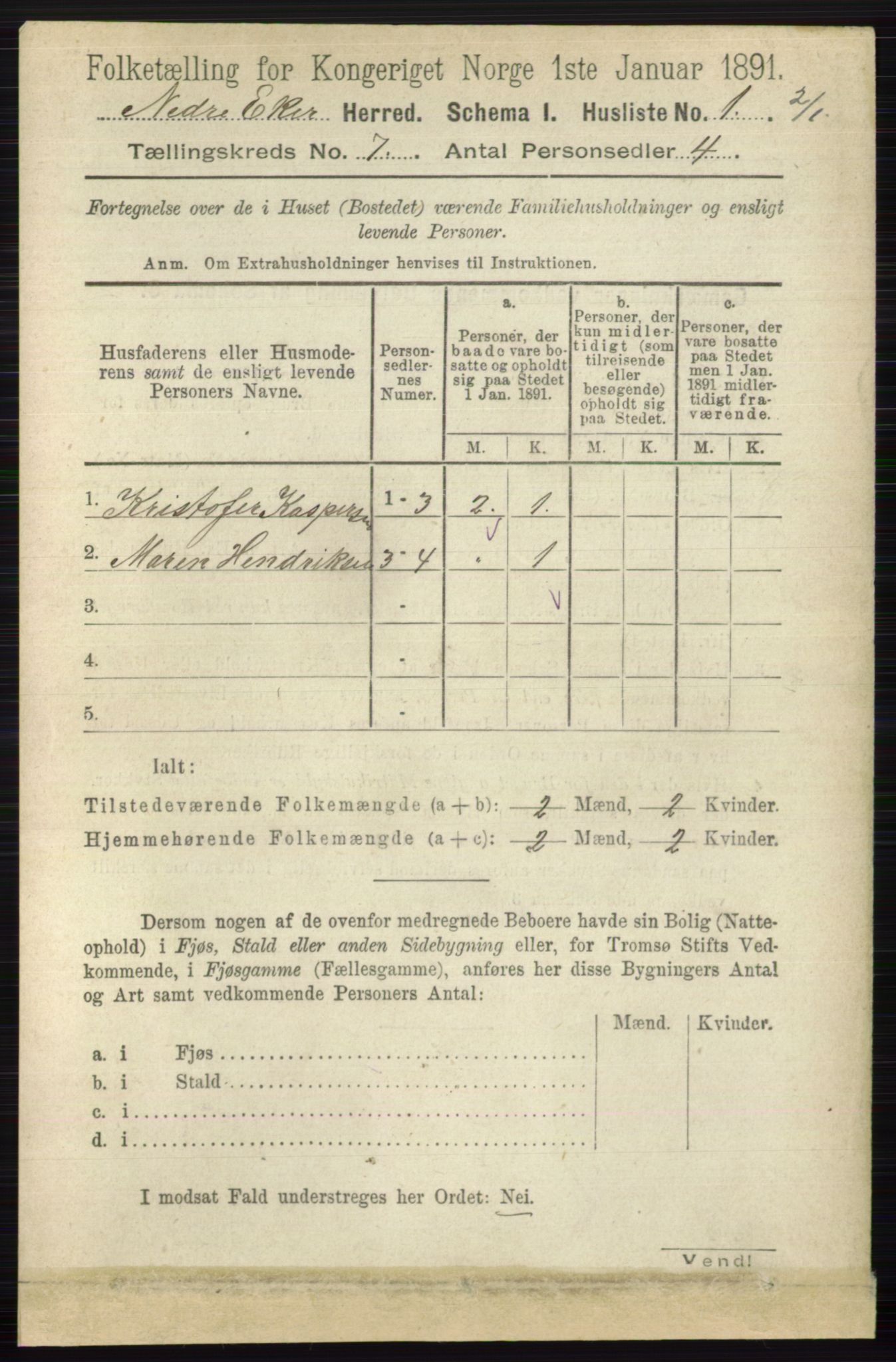RA, 1891 census for 0625 Nedre Eiker, 1891, p. 3340