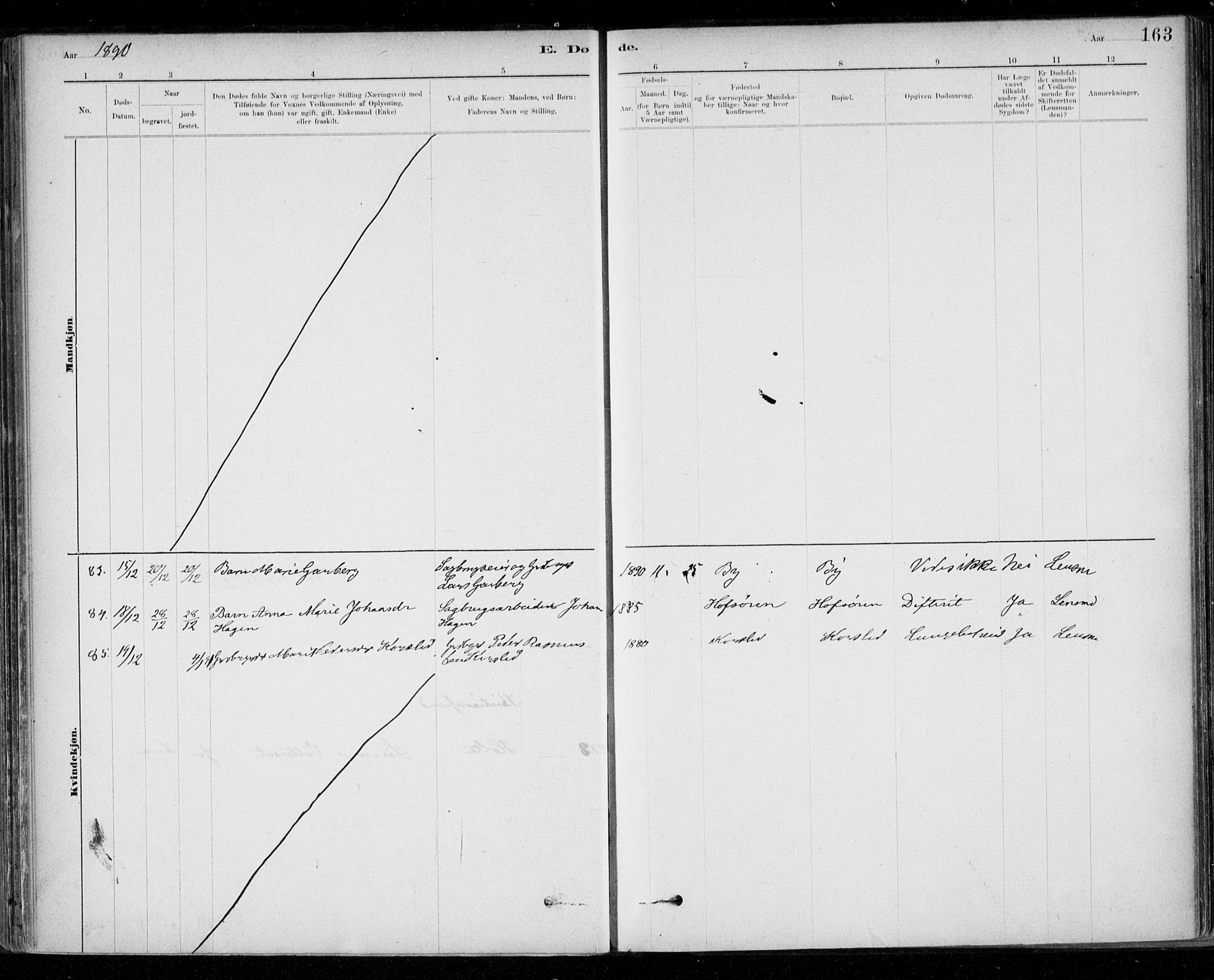 Ministerialprotokoller, klokkerbøker og fødselsregistre - Sør-Trøndelag, SAT/A-1456/668/L0810: Parish register (official) no. 668A10, 1881-1894, p. 163