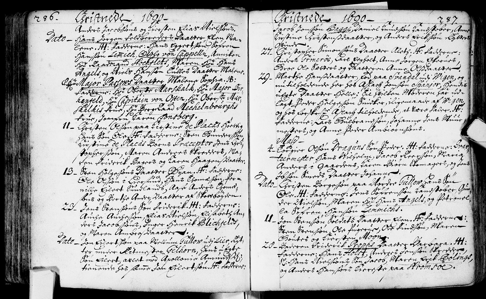 Bragernes kirkebøker, AV/SAKO-A-6/F/Fa/L0002: Parish register (official) no. I 2, 1680-1705, p. 286-287