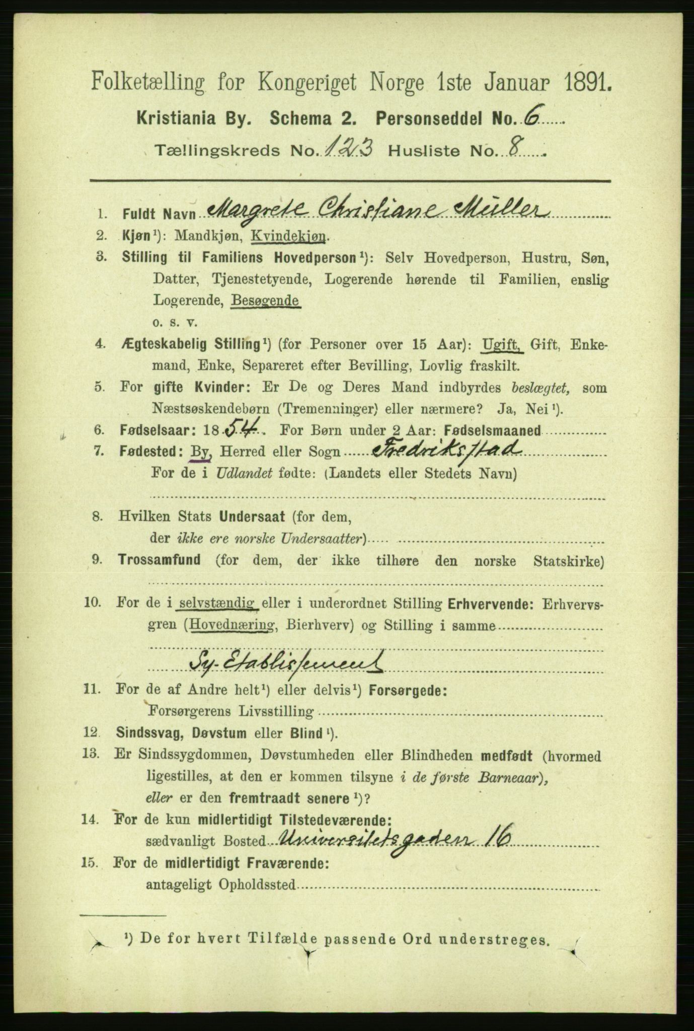 RA, 1891 census for 0301 Kristiania, 1891, p. 65192