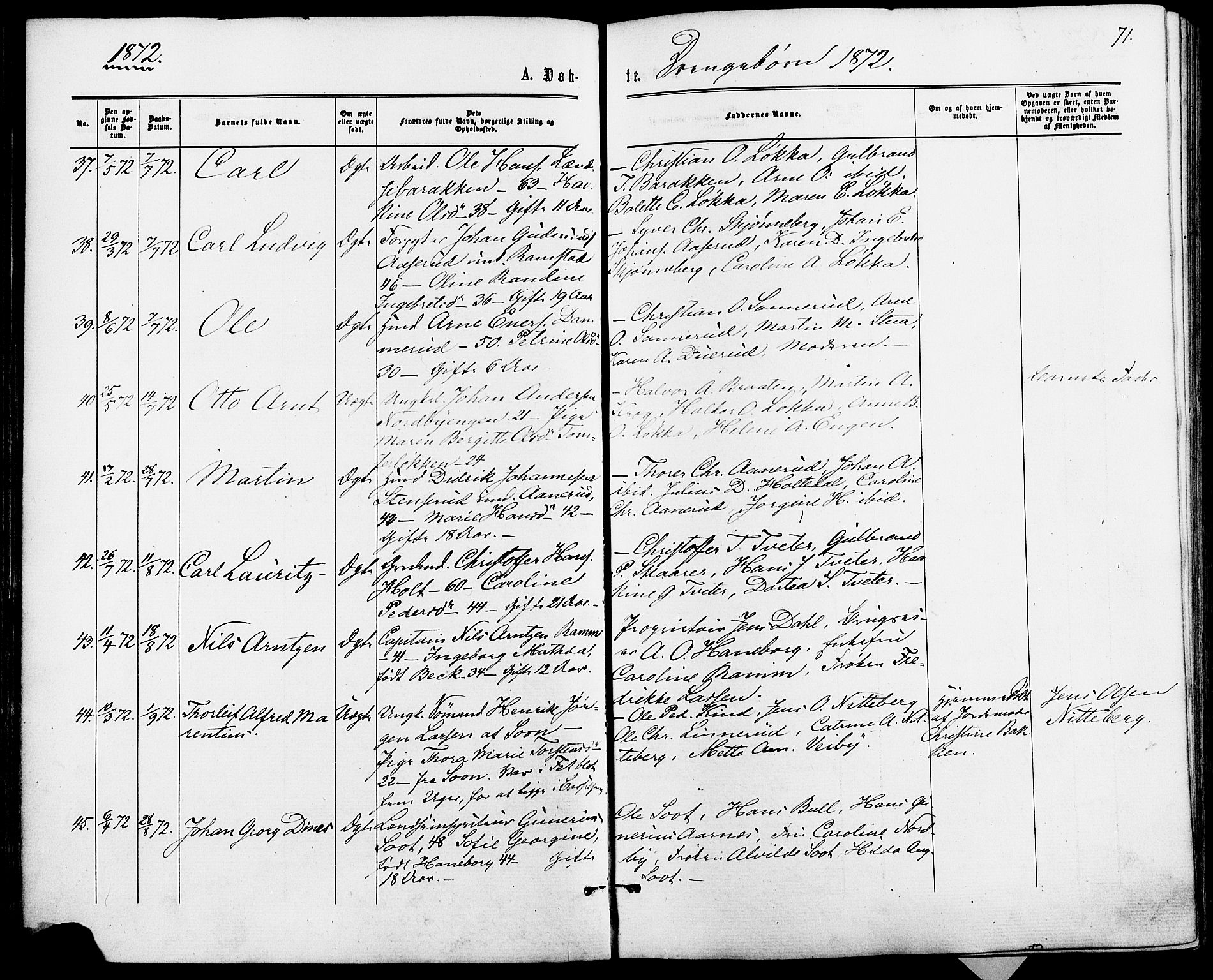 Fet prestekontor Kirkebøker, AV/SAO-A-10370a/F/Fa/L0013: Parish register (official) no. I 13, 1867-1877, p. 71