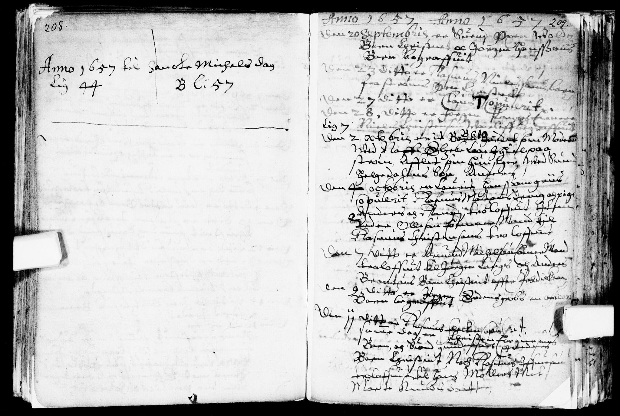 Bragernes kirkebøker, AV/SAKO-A-6/F/Fa/L0001: Parish register (official) no. I 1, 1634-1662, p. 208-209