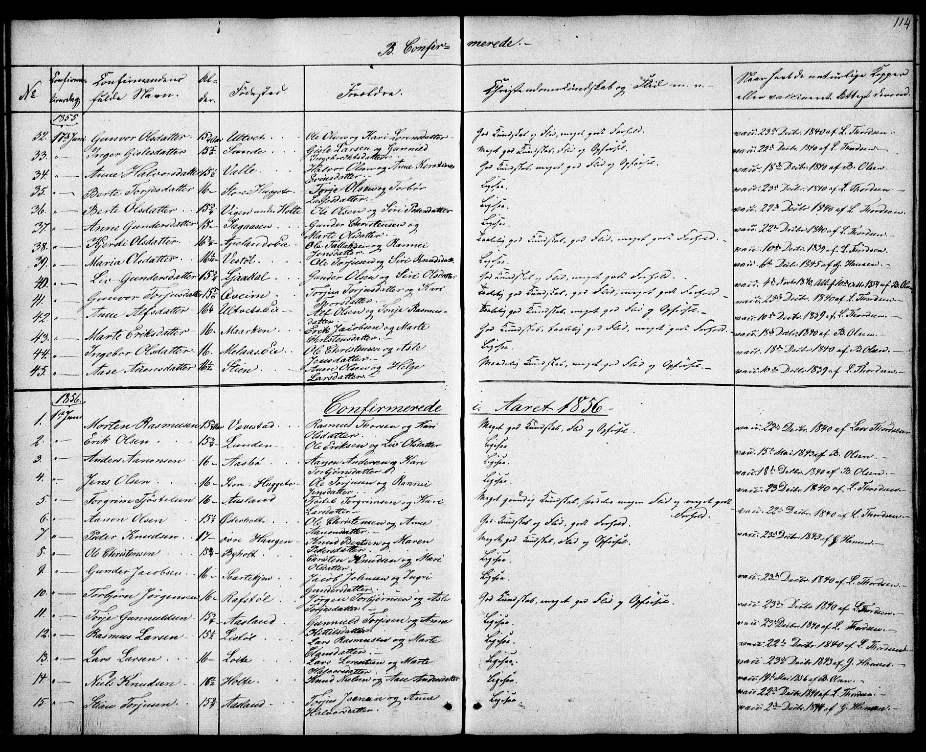Gjerstad sokneprestkontor, SAK/1111-0014/F/Fa/Faa/L0006: Parish register (official) no. A 6, 1841-1857, p. 114