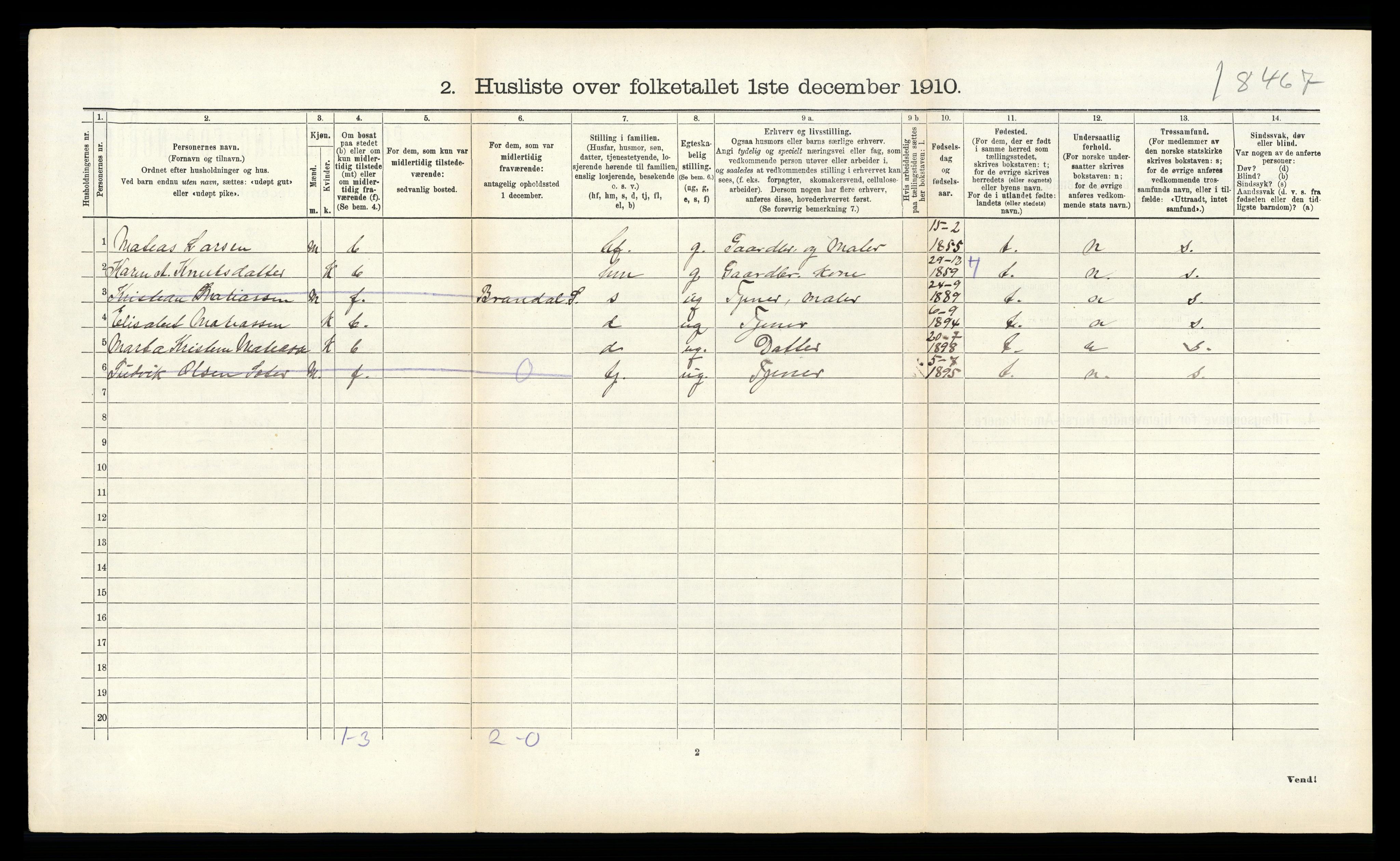 RA, 1910 census for Aukra, 1910, p. 551