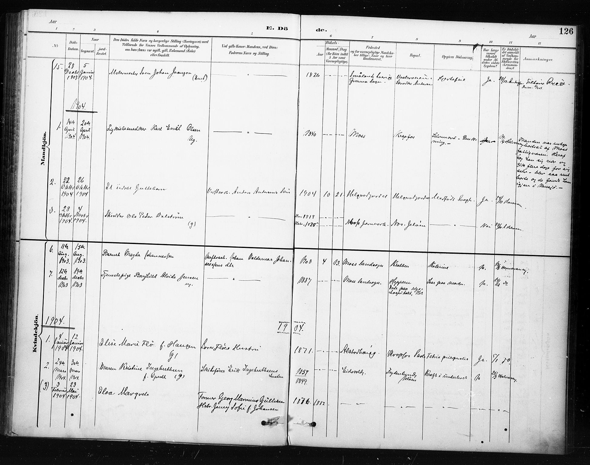 Moss prestekontor Kirkebøker, AV/SAO-A-2003/F/Fc/L0002: Parish register (official) no. III 2, 1894-1906, p. 126