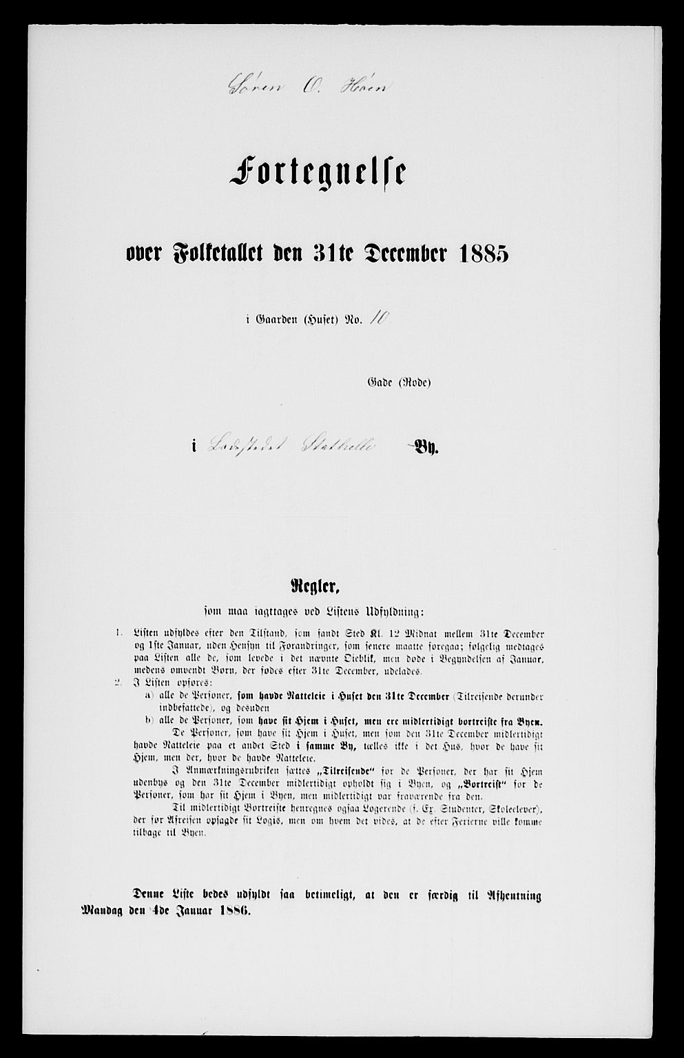 SAKO, 1885 census for 0803 Stathelle, 1885, p. 19