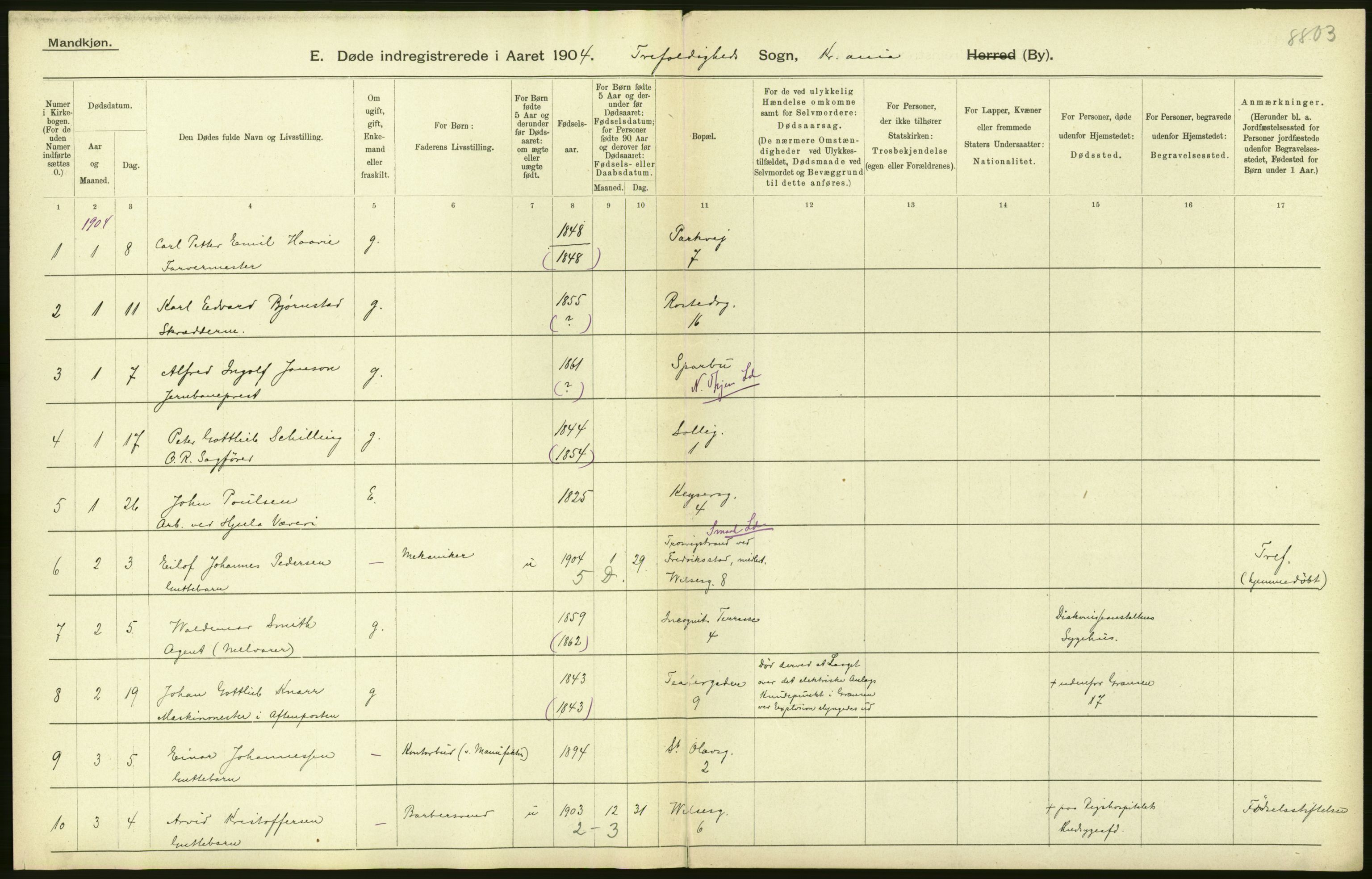 Statistisk sentralbyrå, Sosiodemografiske emner, Befolkning, AV/RA-S-2228/D/Df/Dfa/Dfab/L0004: Kristiania: Gifte, døde, 1904, p. 298