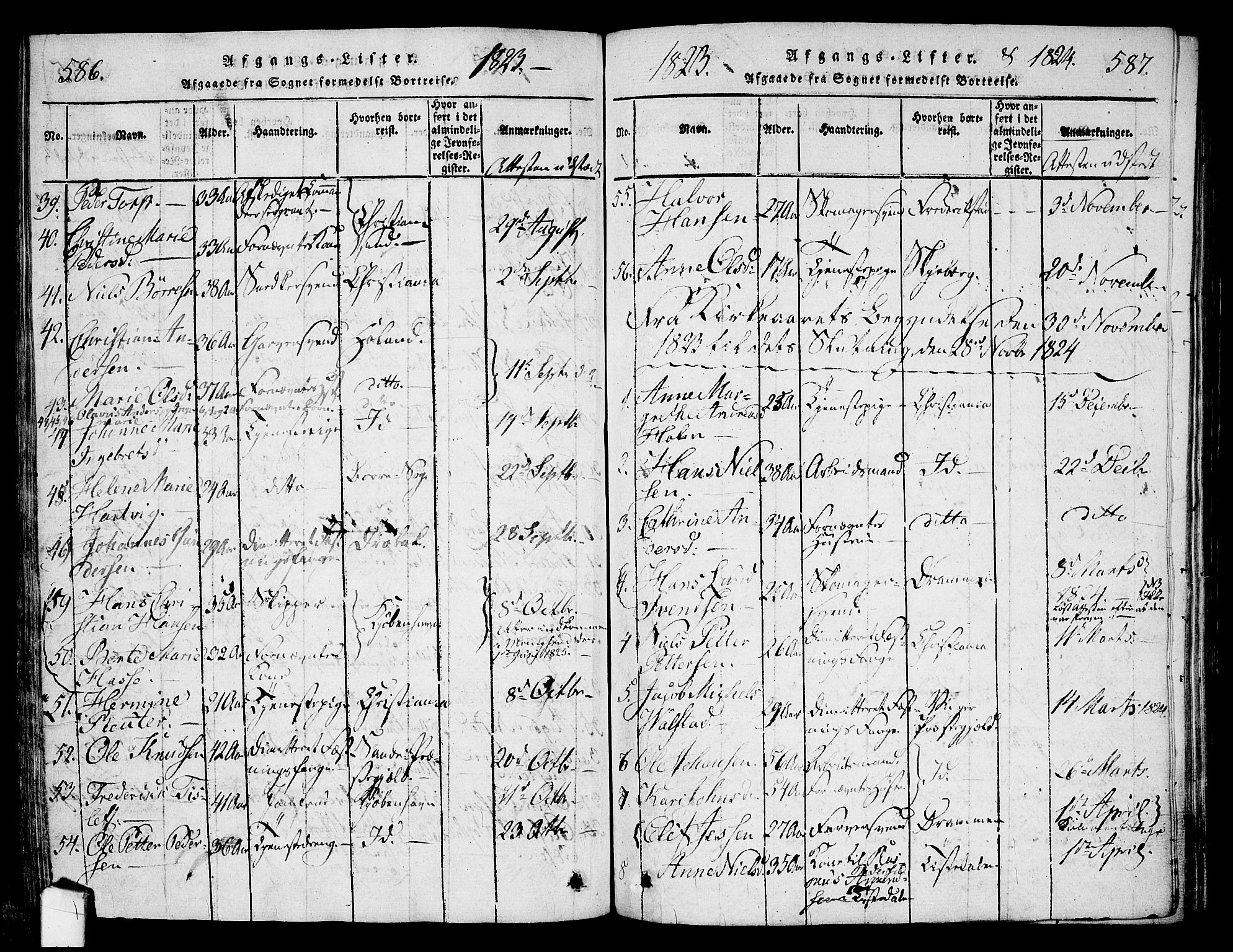 Halden prestekontor Kirkebøker, SAO/A-10909/G/Ga/L0001: Parish register (copy) no. 1, 1815-1833, p. 586-587