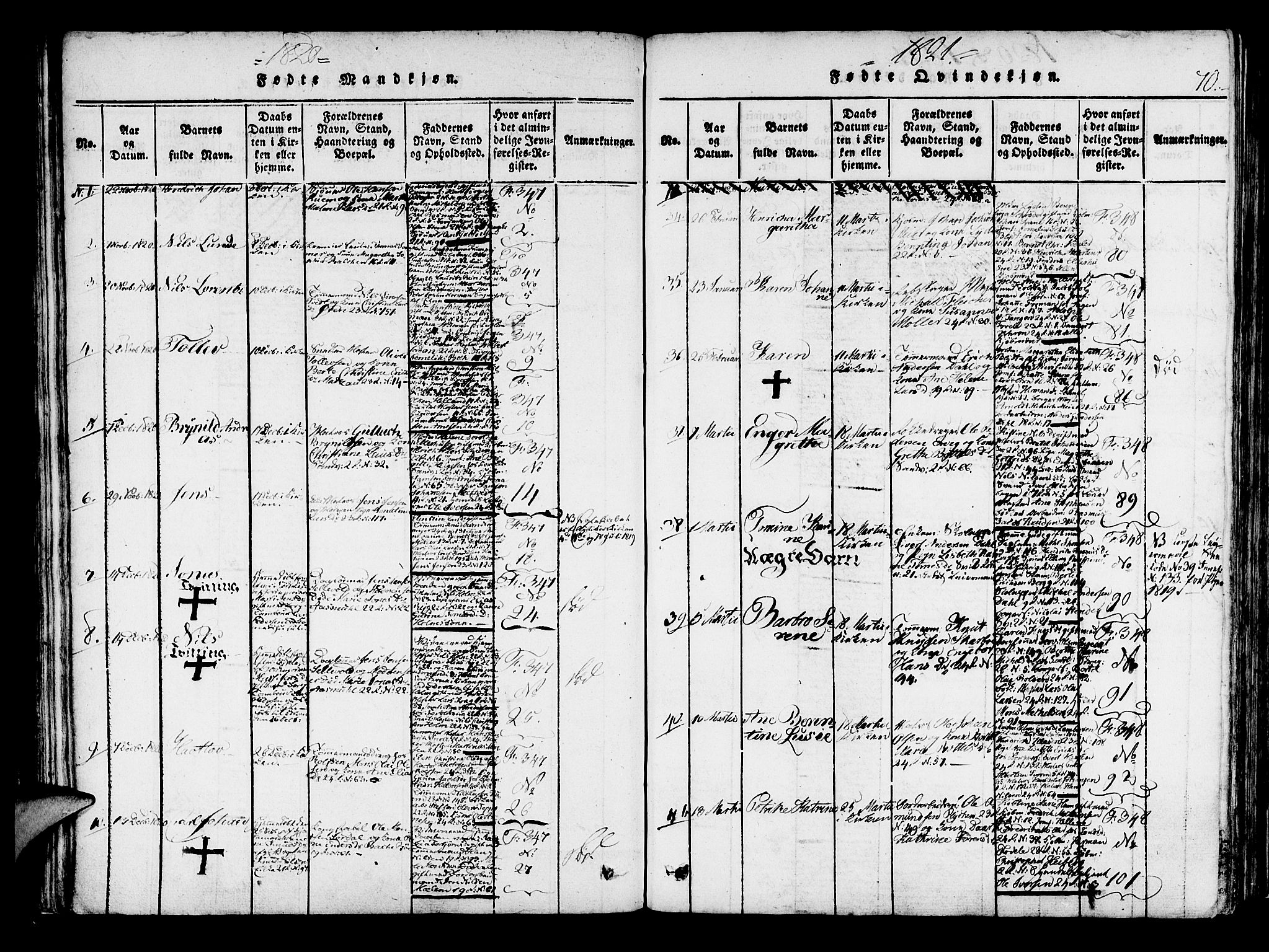 Korskirken sokneprestembete, SAB/A-76101/H/Haa/L0013: Parish register (official) no. A 13, 1815-1822, p. 70