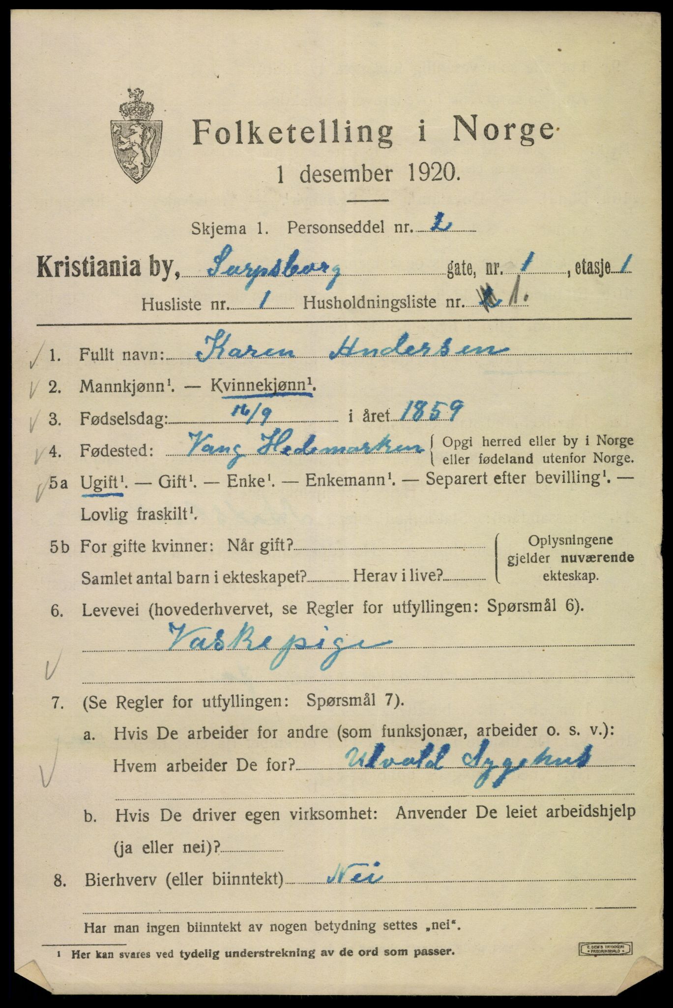 SAO, 1920 census for Kristiania, 1920, p. 483477