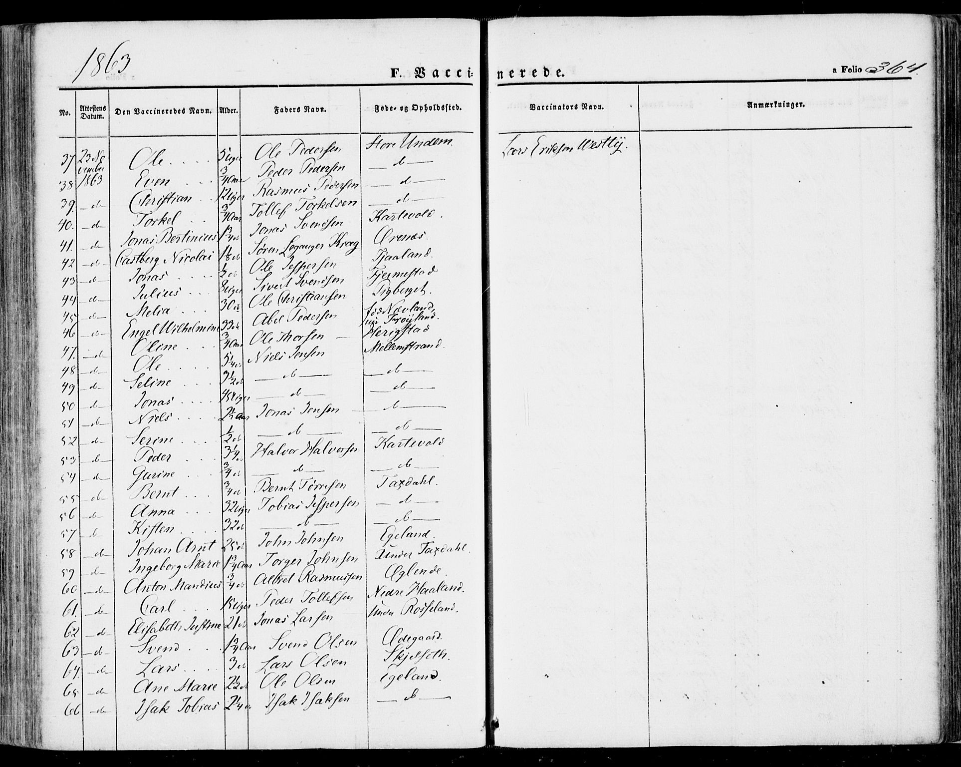 Lye sokneprestkontor, SAST/A-101794/001/30BA/L0007: Parish register (official) no. A 6, 1856-1871, p. 364