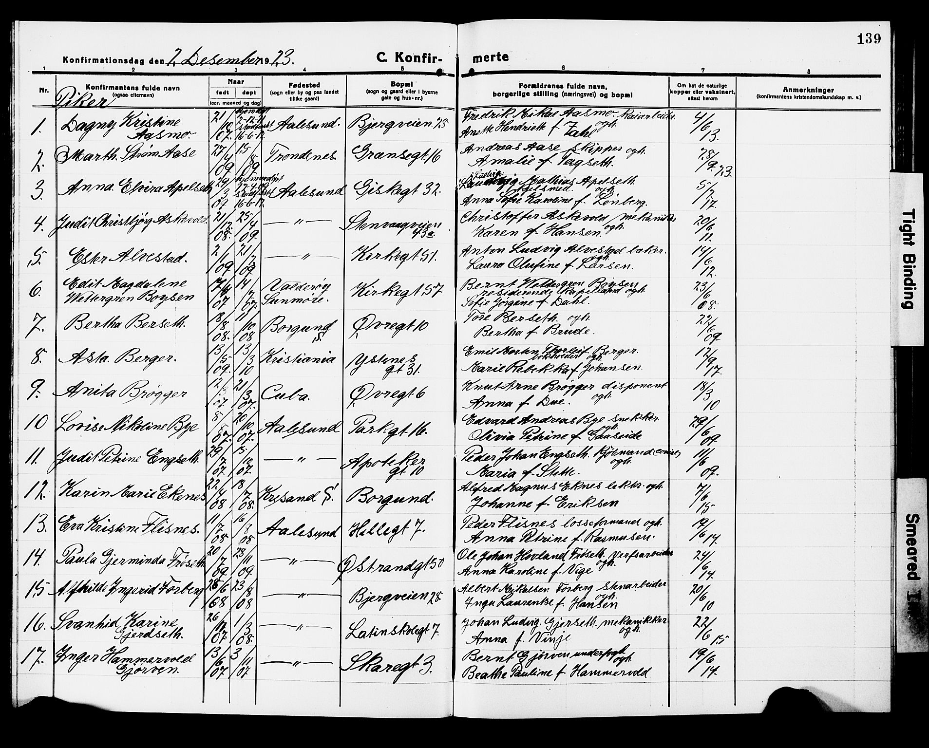 Ministerialprotokoller, klokkerbøker og fødselsregistre - Møre og Romsdal, AV/SAT-A-1454/529/L0472: Parish register (copy) no. 529C09, 1917-1929, p. 139